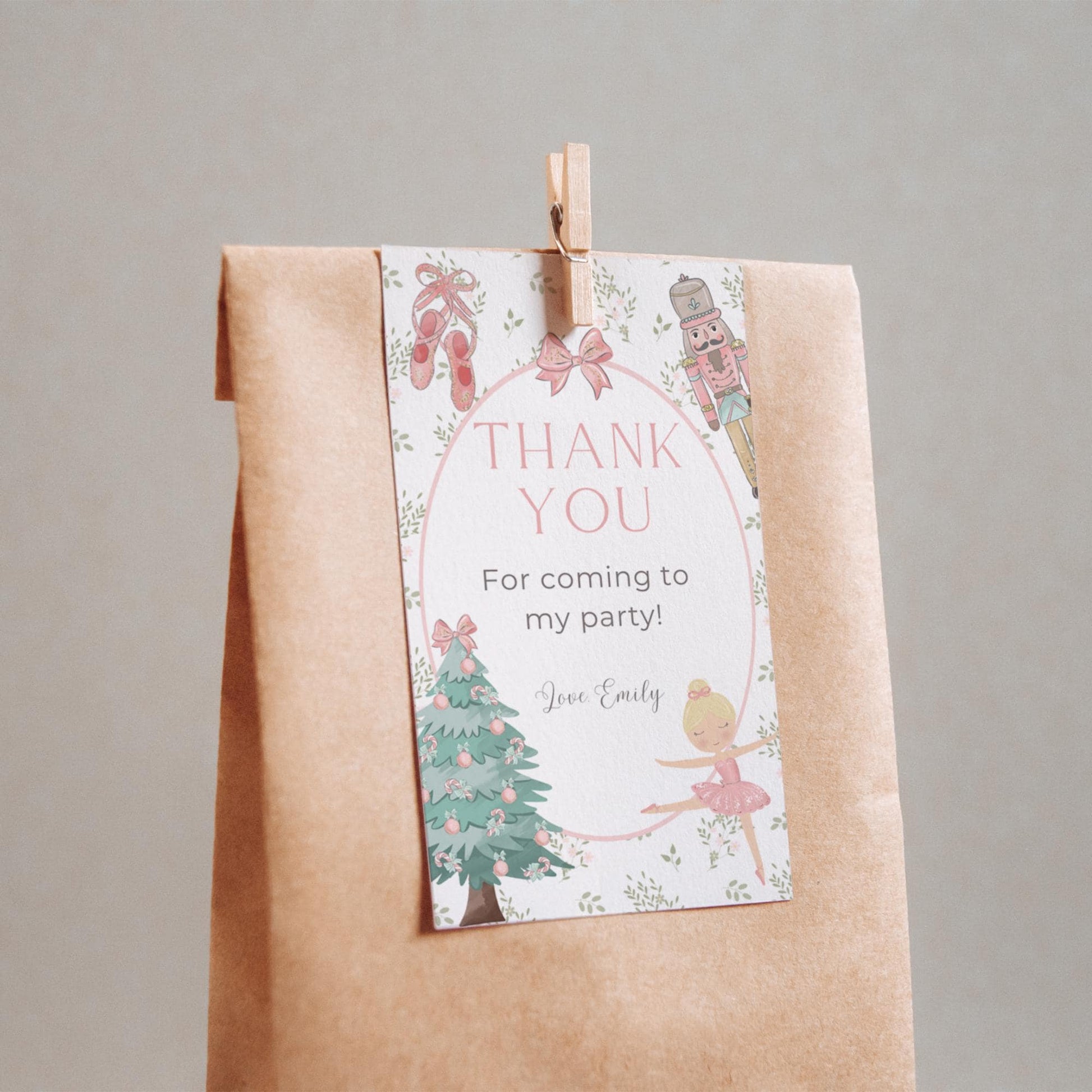 Nutcracker Ballet Birthday Favor Thank You Tag Template Download Sugarplum Fairy First Birthday Party Printable Favor Gift Tag 1st Birthday