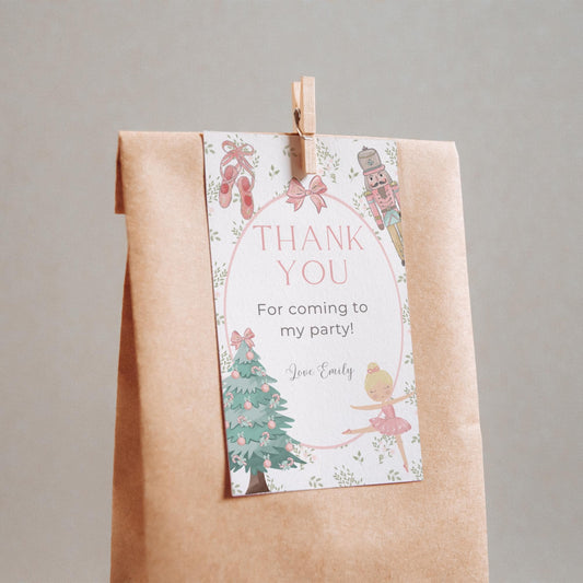 Nutcracker Ballet Birthday Favor Thank You Tag Template Download Sugarplum Fairy First Birthday Party Printable Favor Gift Tag 1st Birthday