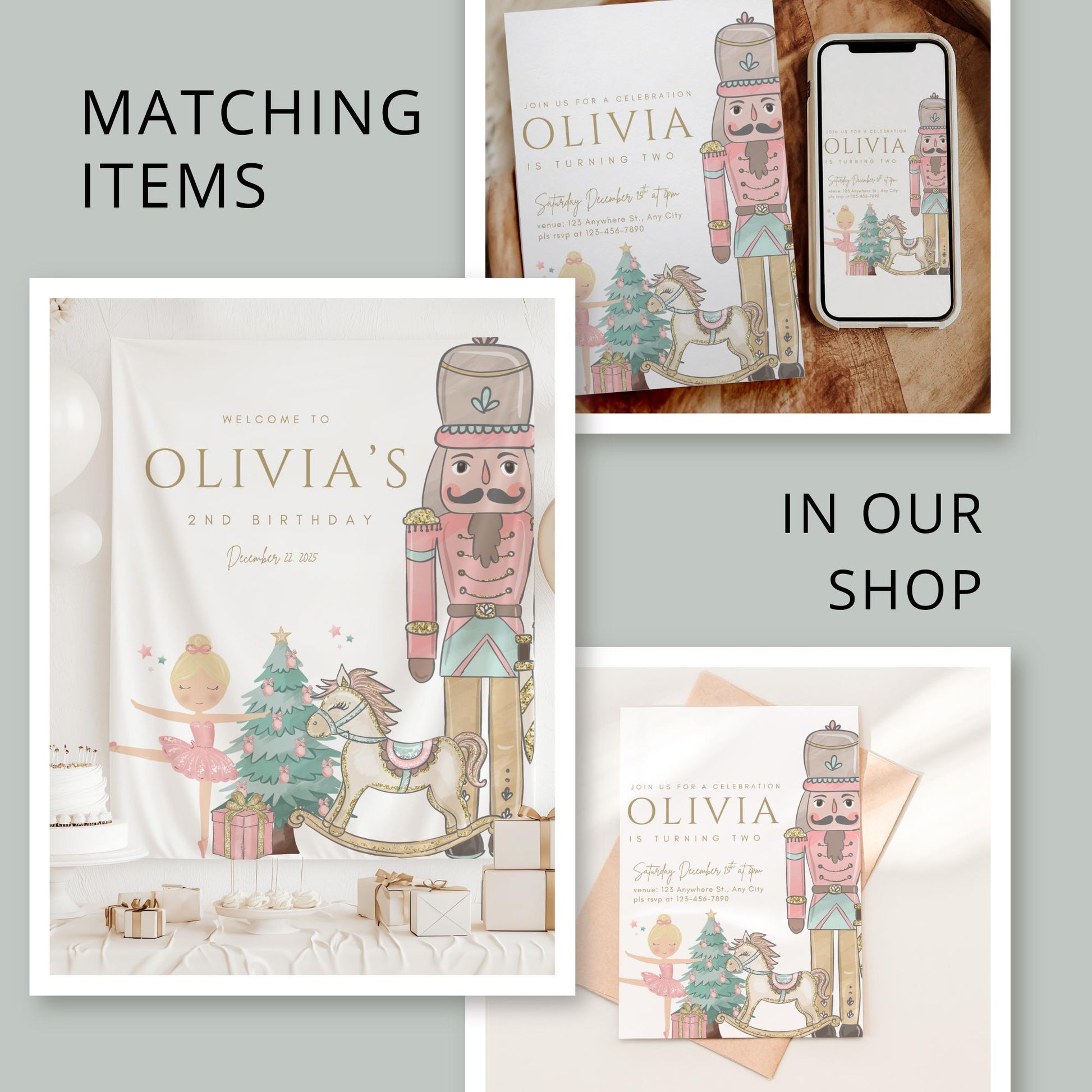 Nutcracker Birthday party decorations Nutcracker birthday party signs welcome party favor signs Ballerina Sugar plum fairy Instant download