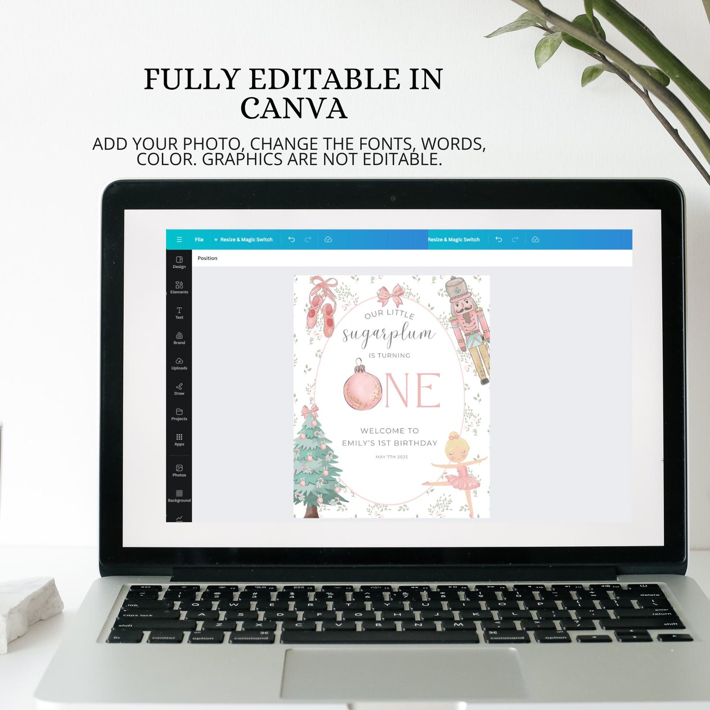 Nutcracker Ballet Birthday Welcome Sign Sugarplum Fairy First Birthday Party Sign Winter ONEderland Decorations Girls 1st Birthday Template