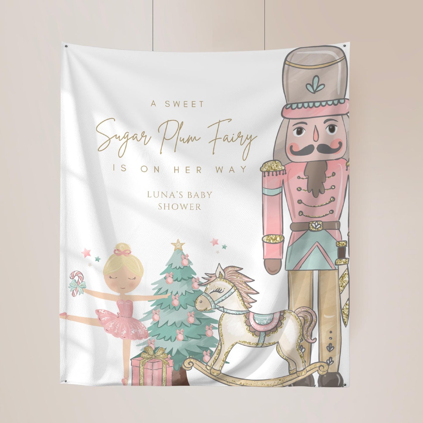 Nutcracker Ballet Baby Shower Banner Sugarplum Fairy Baby Shower Personalized Welcome Sign Winter Wonderland Girl Baby Shower Photo Backdrop