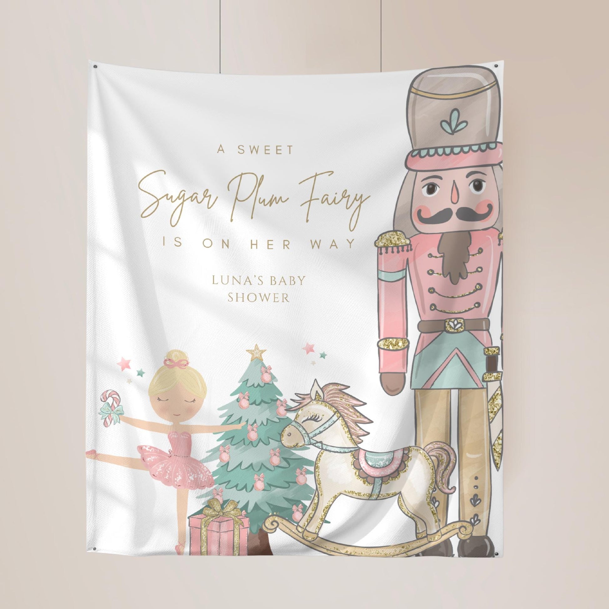 Nutcracker Ballet Baby Shower Banner Sugarplum Fairy Baby Shower Personalized Welcome Sign Winter Wonderland Girl Baby Shower Photo Backdrop