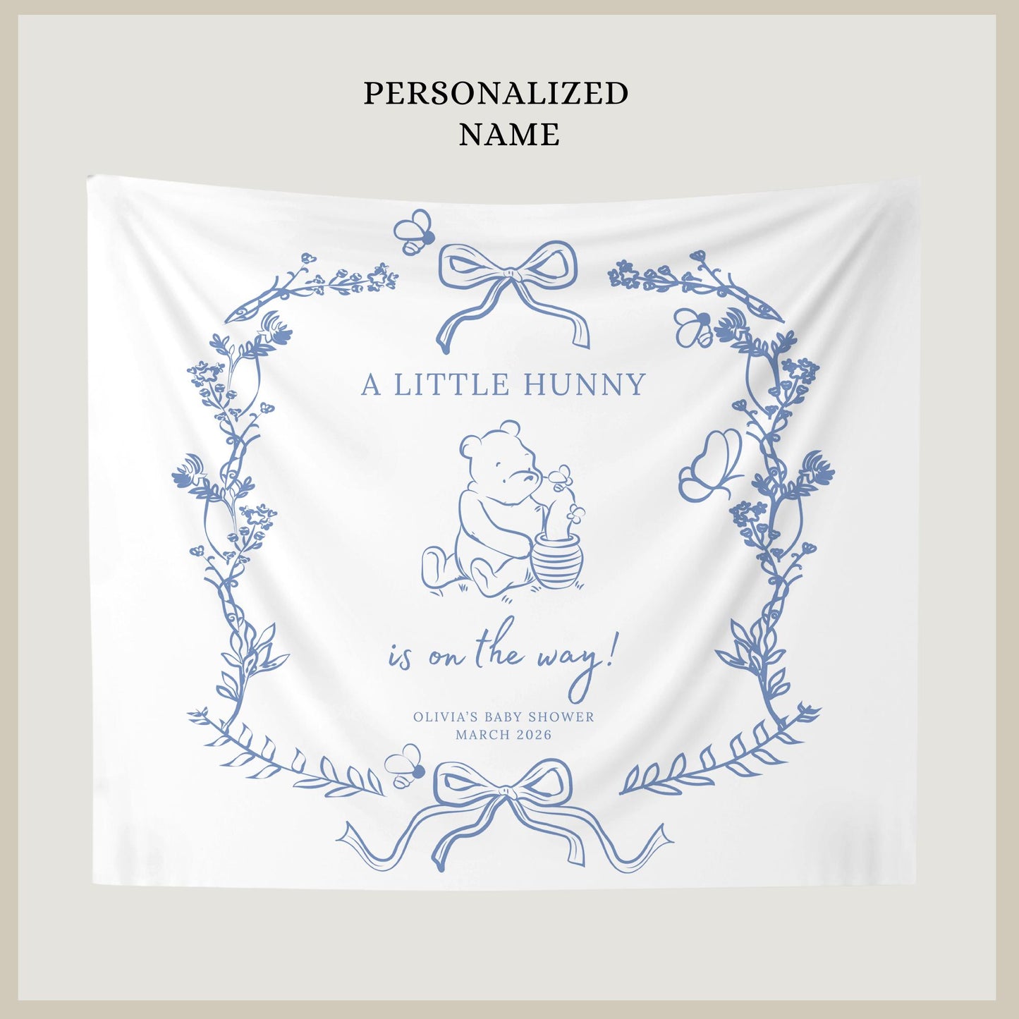 A Little Hunny is on the way Baby Shower Custom Tapestry Classic Bear Baby shower Banner Honey is on the way Banner Baby Shower Welcome Sign