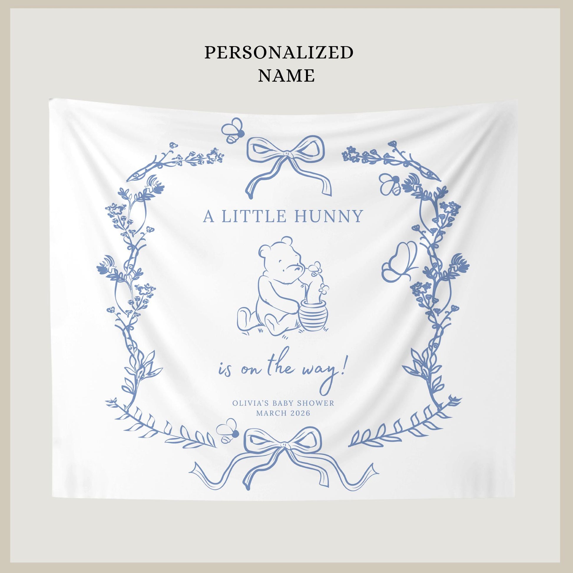 A Little Hunny is on the way Baby Shower Custom Tapestry Classic Bear Baby shower Banner Honey is on the way Banner Baby Shower Welcome Sign