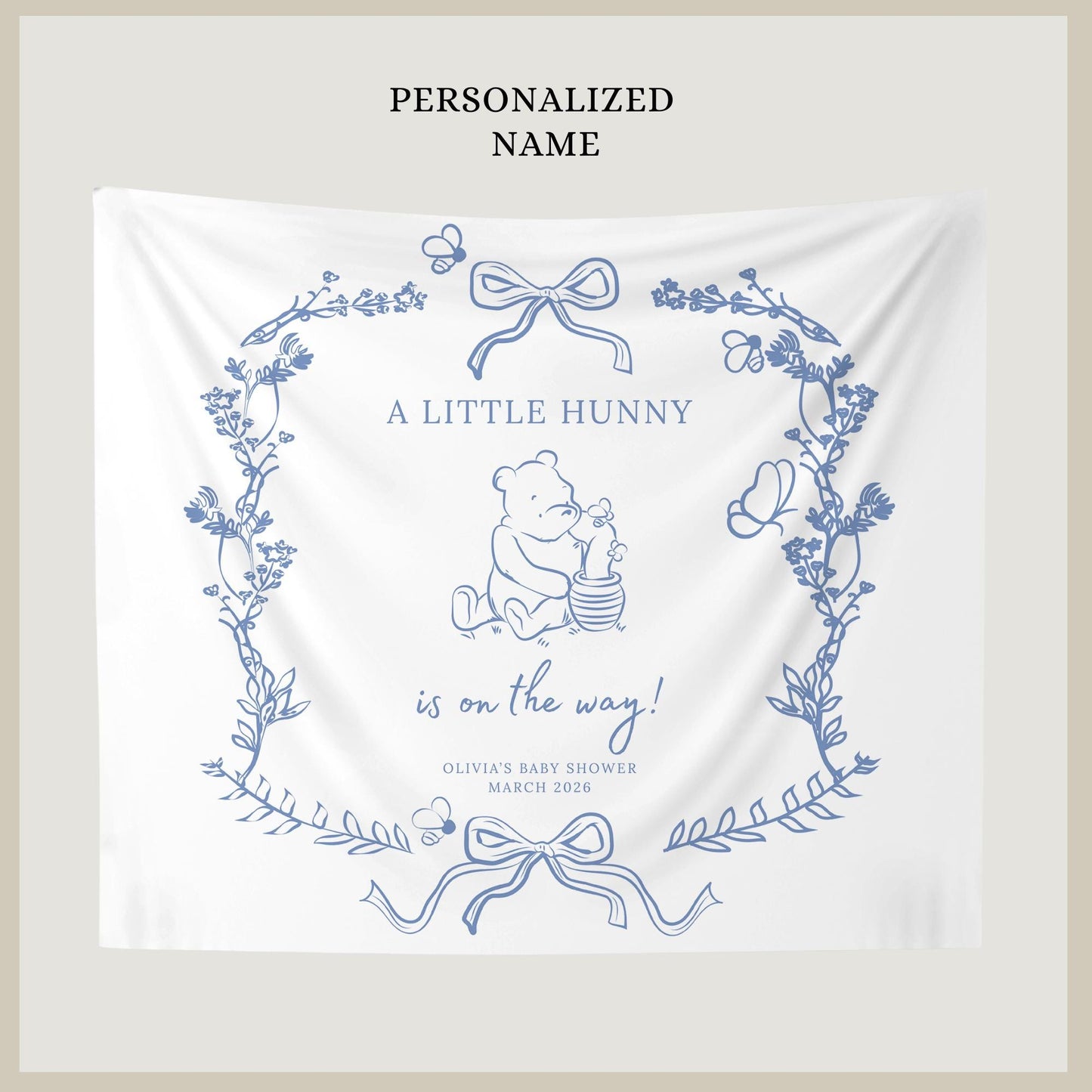 A Little Hunny is on the way Baby Shower Custom Tapestry Classic Bear Baby shower Banner Honey is on the way Banner Baby Shower Welcome Sign