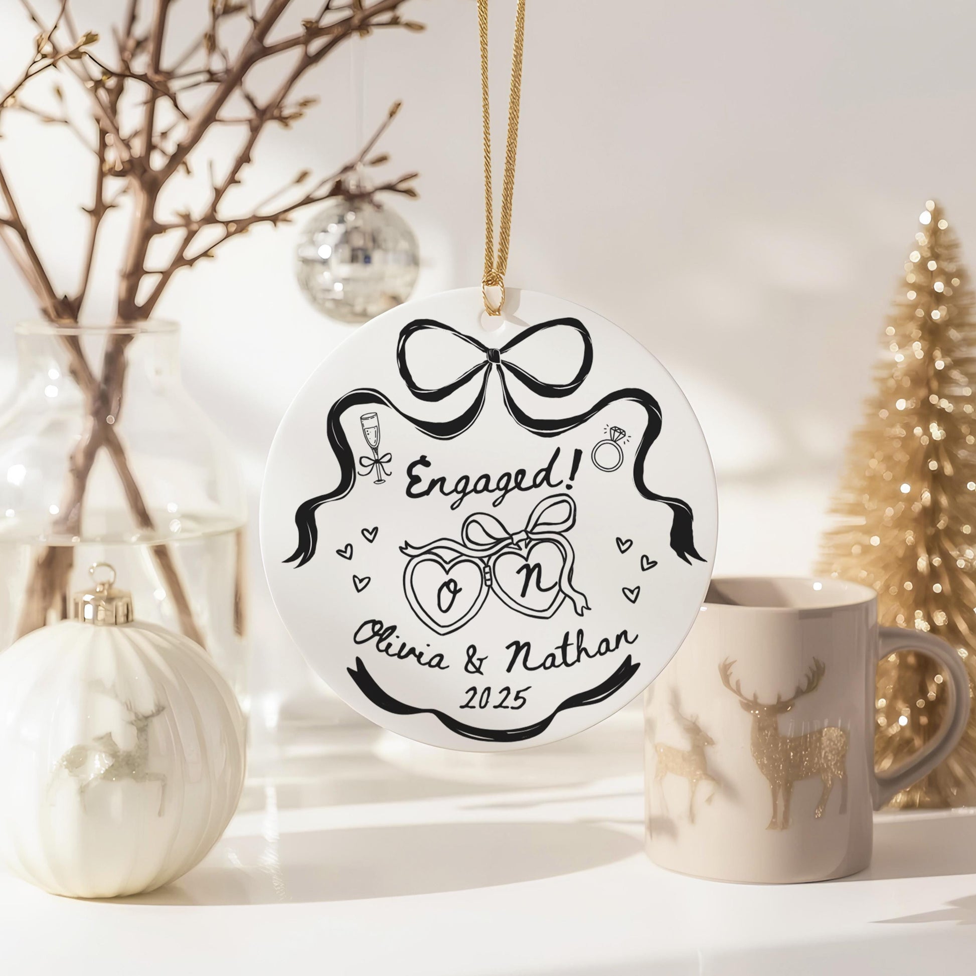 Engaged Ornament Engagement Gift Engagement Ornament Couples Ornament Engagement Announcement Wedding Gift Christmas Engagement Baubles