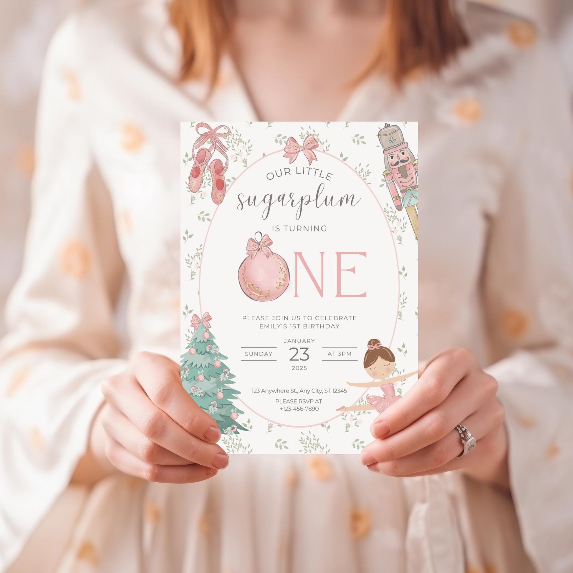 Nutcracker Ballet Birthday Invitation Sugarplum Fairy First Birthday Invite for Winter ONEderland Birthday Party Nutcracker Invitation