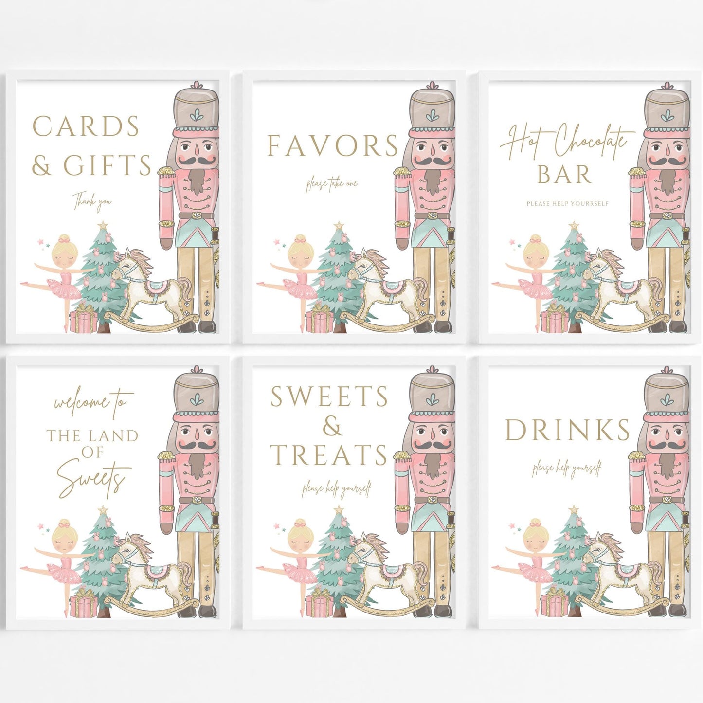Nutcracker Birthday party decorations Nutcracker birthday party signs welcome party favor signs Ballerina Sugar plum fairy Instant download