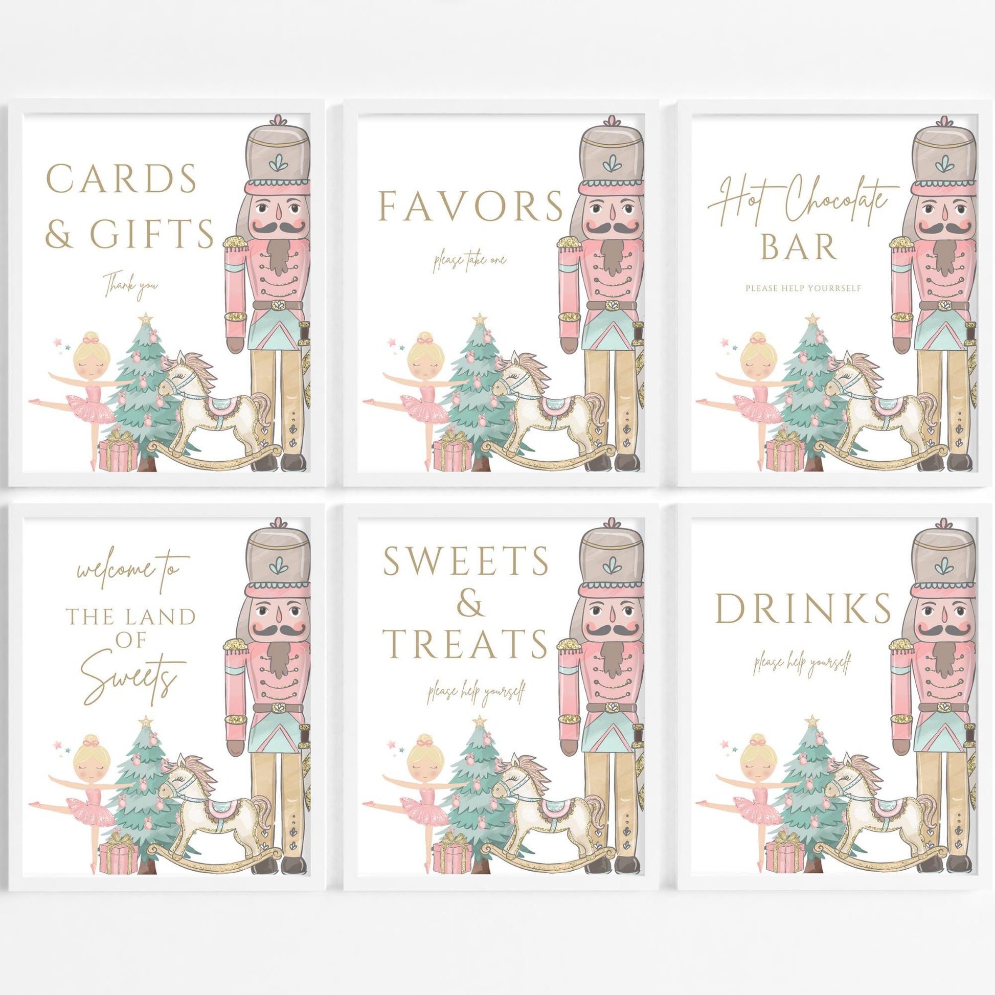 Nutcracker Birthday party decorations Nutcracker birthday party signs welcome party favor signs Ballerina Sugar plum fairy Instant download