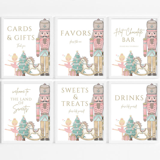 Nutcracker Birthday party decorations Nutcracker birthday party signs welcome party favor signs Ballerina Sugar plum fairy Instant download