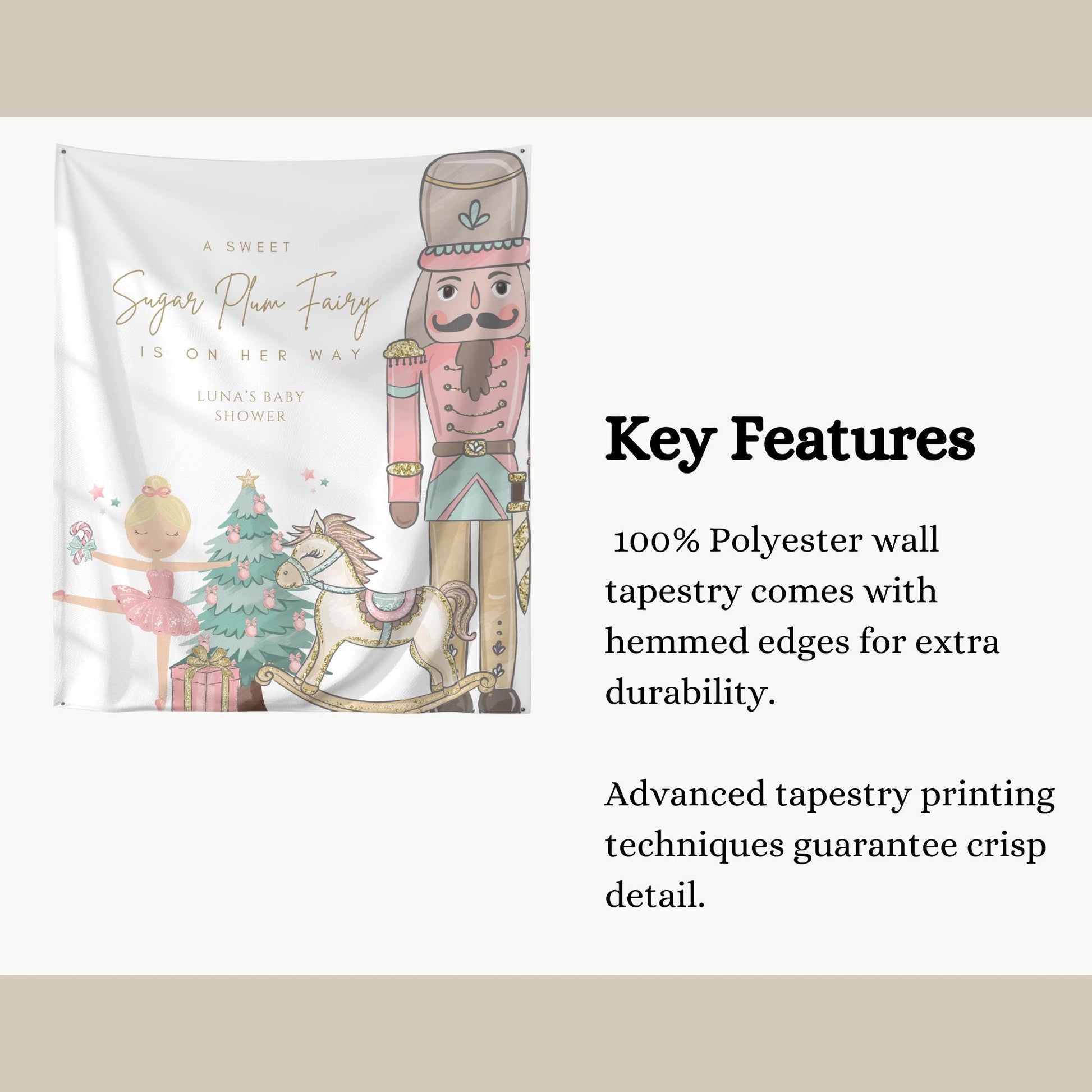 Nutcracker Ballet Baby Shower Banner Sugarplum Fairy Baby Shower Personalized Welcome Sign Winter Wonderland Girl Baby Shower Photo Backdrop