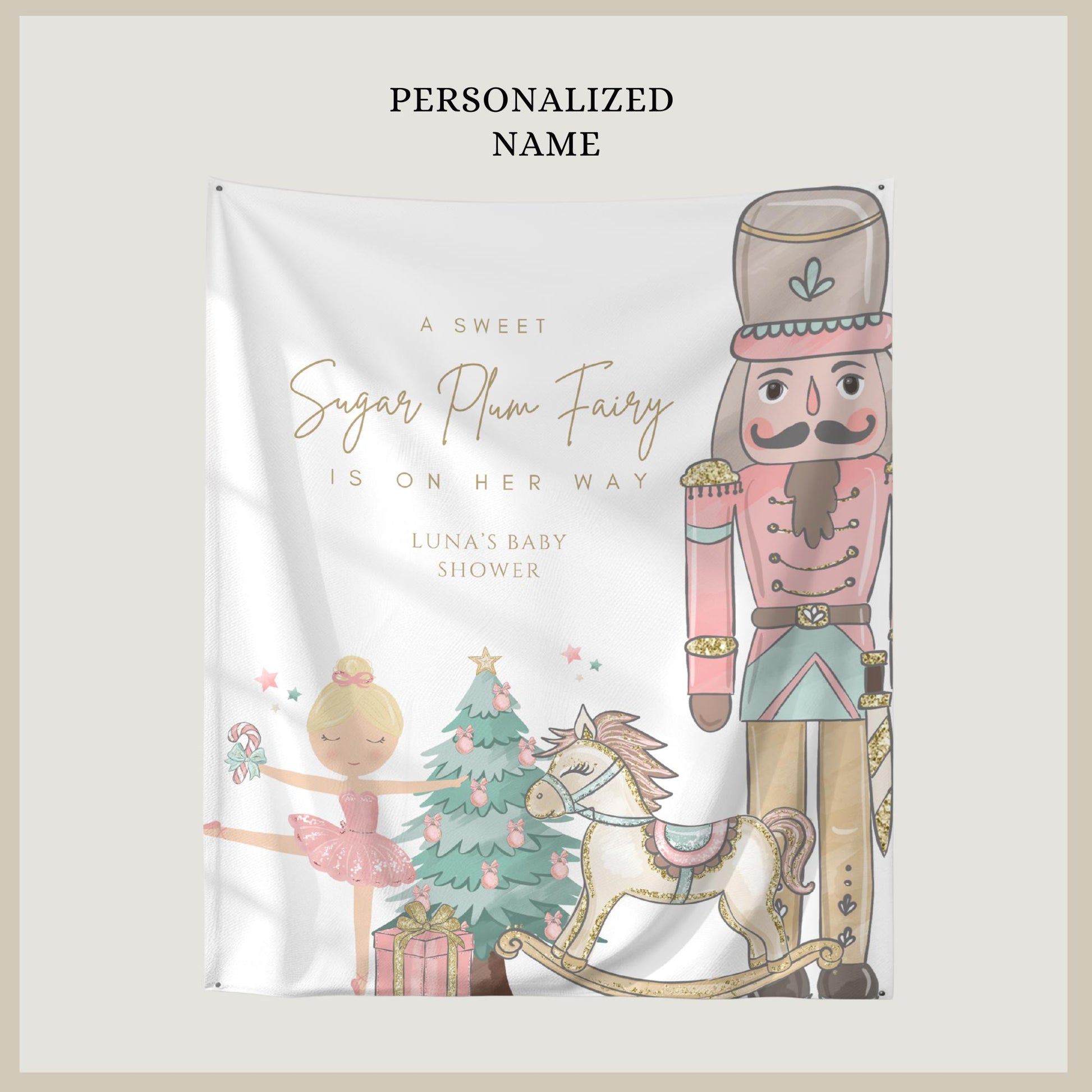 Nutcracker Ballet Baby Shower Banner Sugarplum Fairy Baby Shower Personalized Welcome Sign Winter Wonderland Girl Baby Shower Photo Backdrop