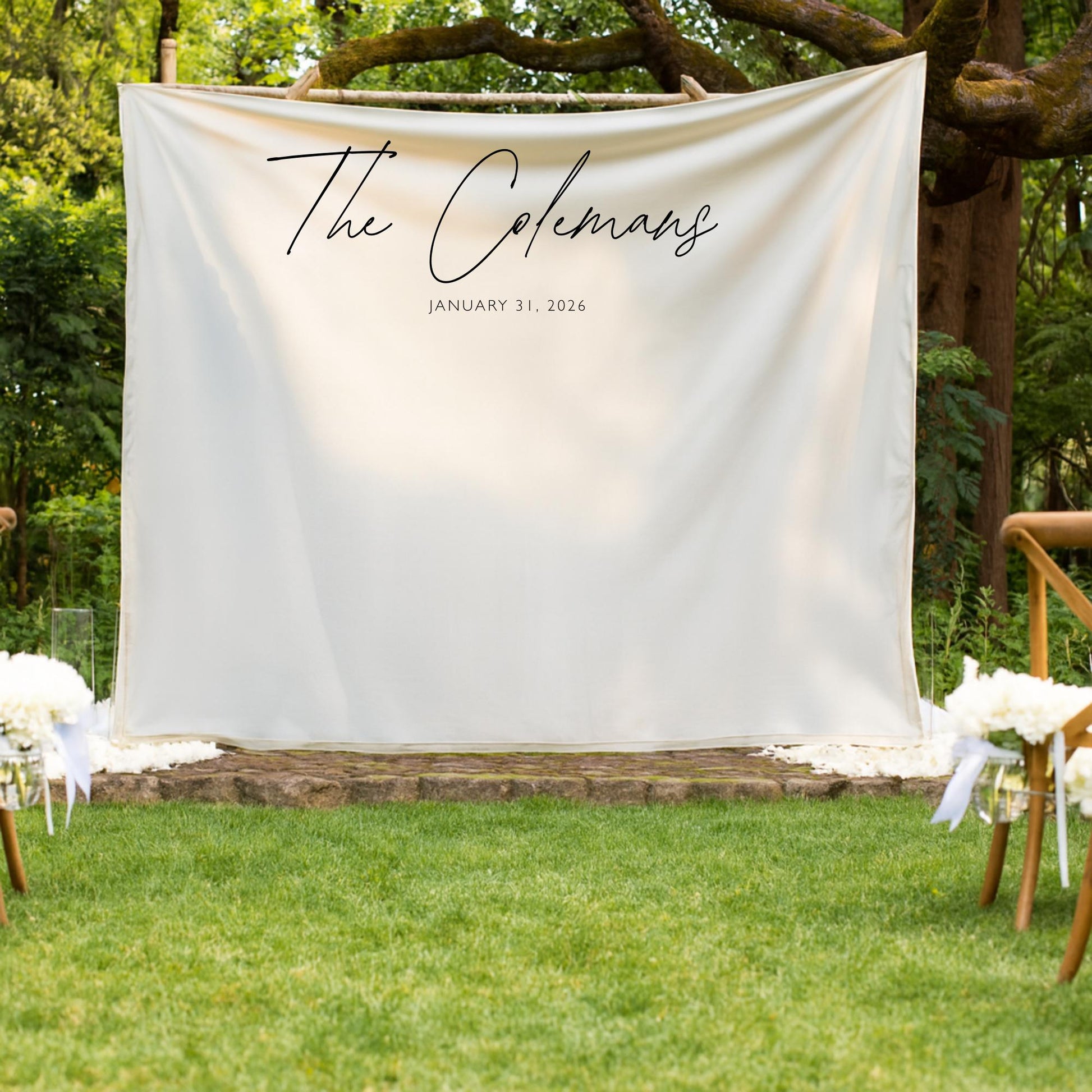 Fabric Wedding Sign Personalised Wedding Welcome Sign Fabric Sign Custom Linen Wedding Aisle Decor Boho Wedding Arch Decor