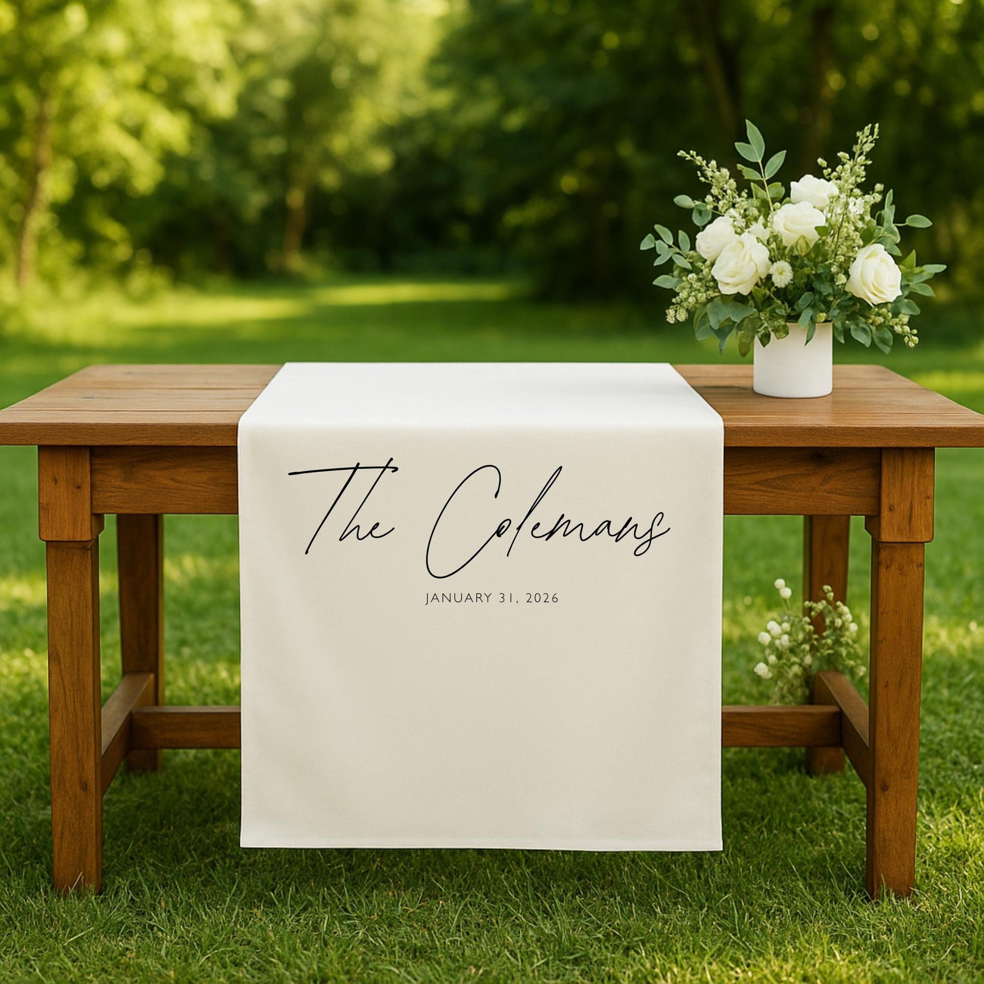 Wedding Table Runner Personalized Last Name Sign Custom Linen Wedding Banner Sweetheart Table Decor Wedding Reception Gift