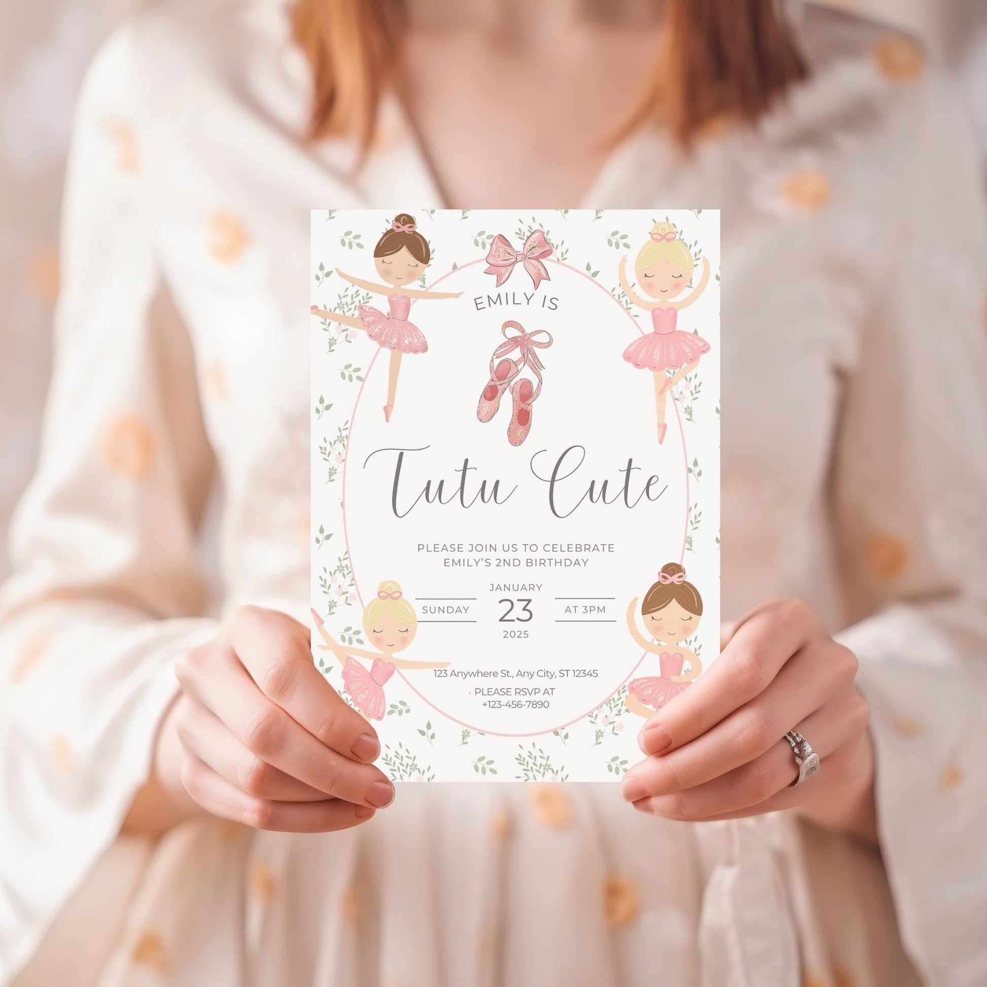 Tutu Cute Birthday Invitation Girl 2nd Birthday Invitation Ballerina Birthday Invite Tutu Cute Bday Invite Tutu Birthday Invite Ballerina