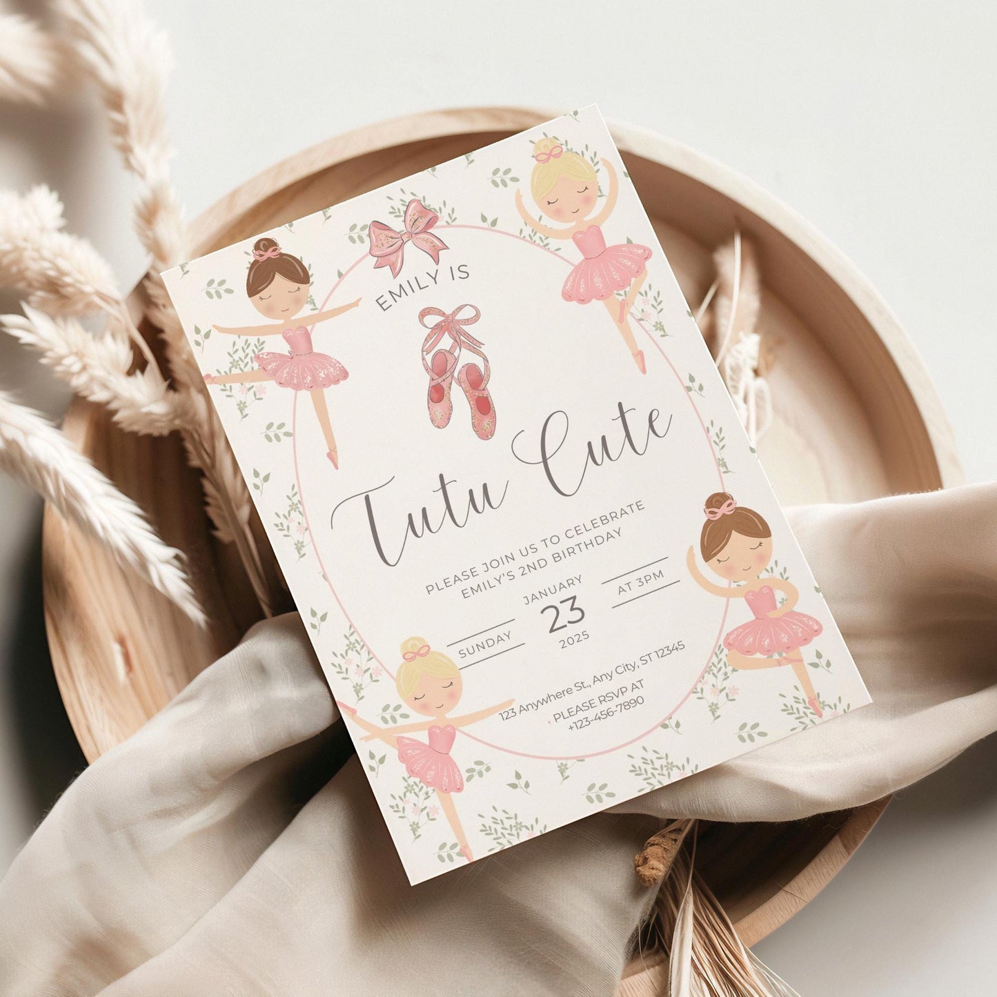 Tutu Cute Birthday Invitation Girl 2nd Birthday Invitation Ballerina Birthday Invite Tutu Cute Bday Invite Tutu Birthday Invite Ballerina