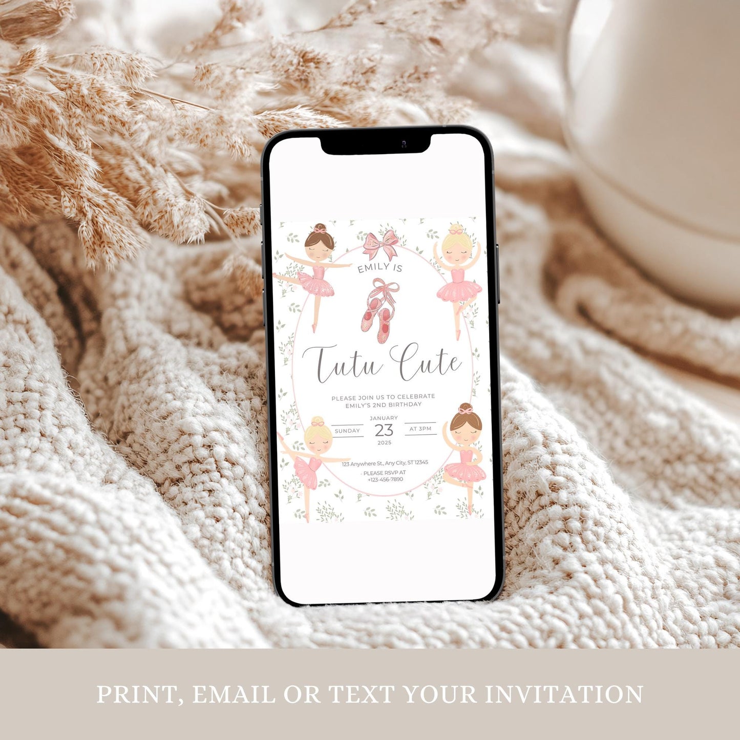 Tutu Cute Birthday Invitation Girl 2nd Birthday Invitation Ballerina Birthday Invite Tutu Cute Bday Invite Tutu Birthday Invite Ballerina