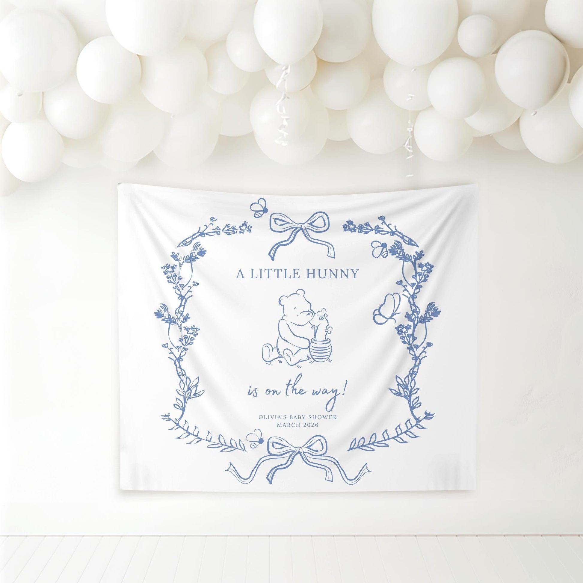 A Little Hunny is on the way Baby Shower Custom Tapestry Classic Bear Baby shower Banner Honey is on the way Banner Baby Shower Welcome Sign