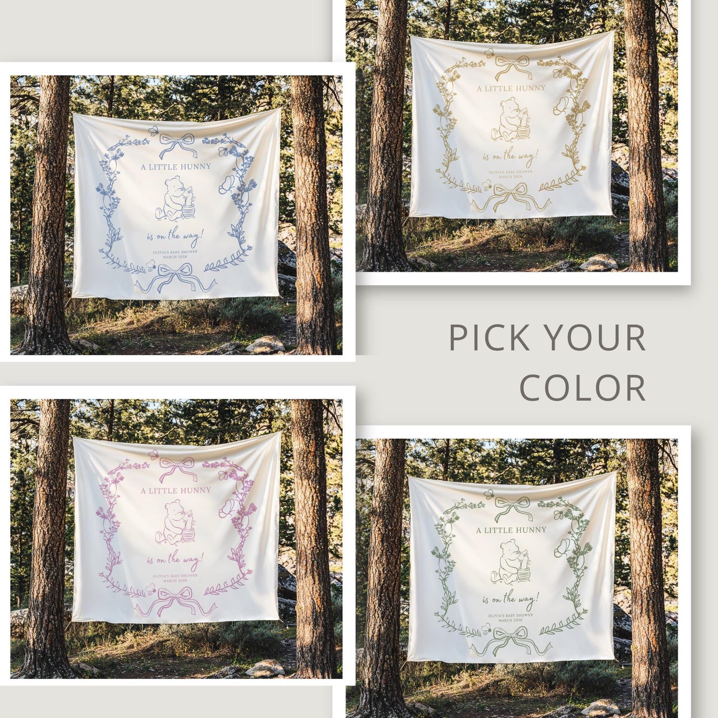 A Little Hunny is on the way Baby Shower Custom Tapestry Classic Bear Baby shower Banner Honey is on the way Banner Baby Shower Welcome Sign