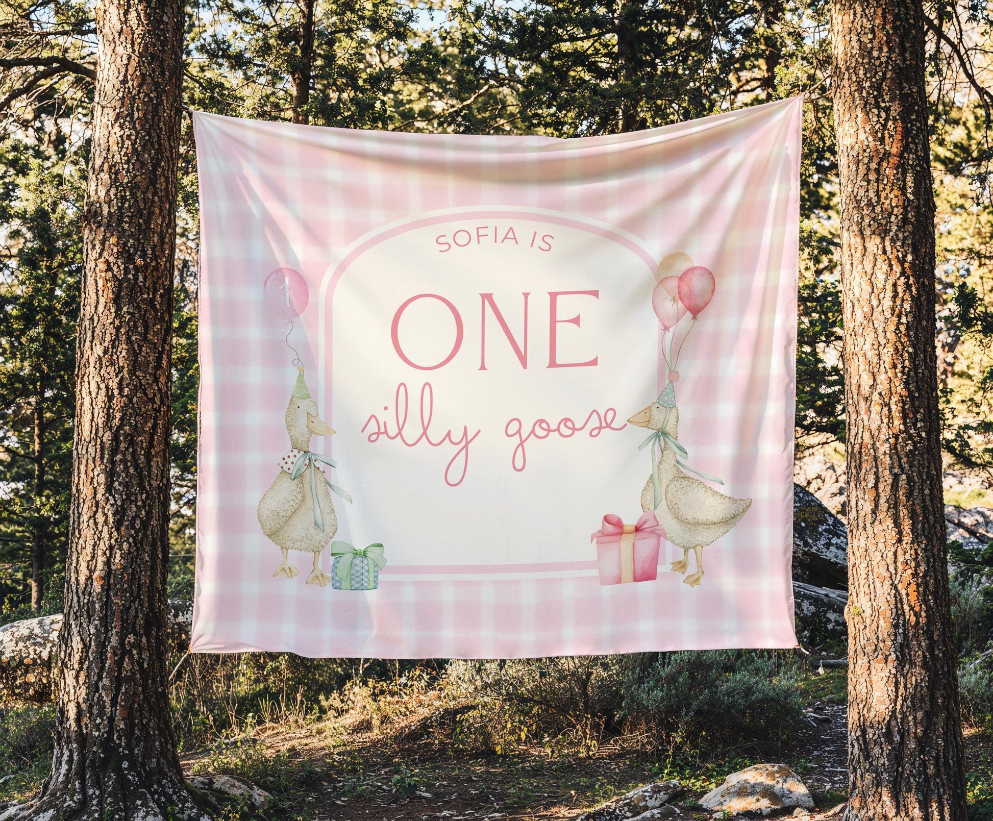 One Silly Goose Birthday Personalized Banner 1st Birthday Silly Goose Party Decor Photo Backdrop Goose Custom Banner First Birthday Ideas