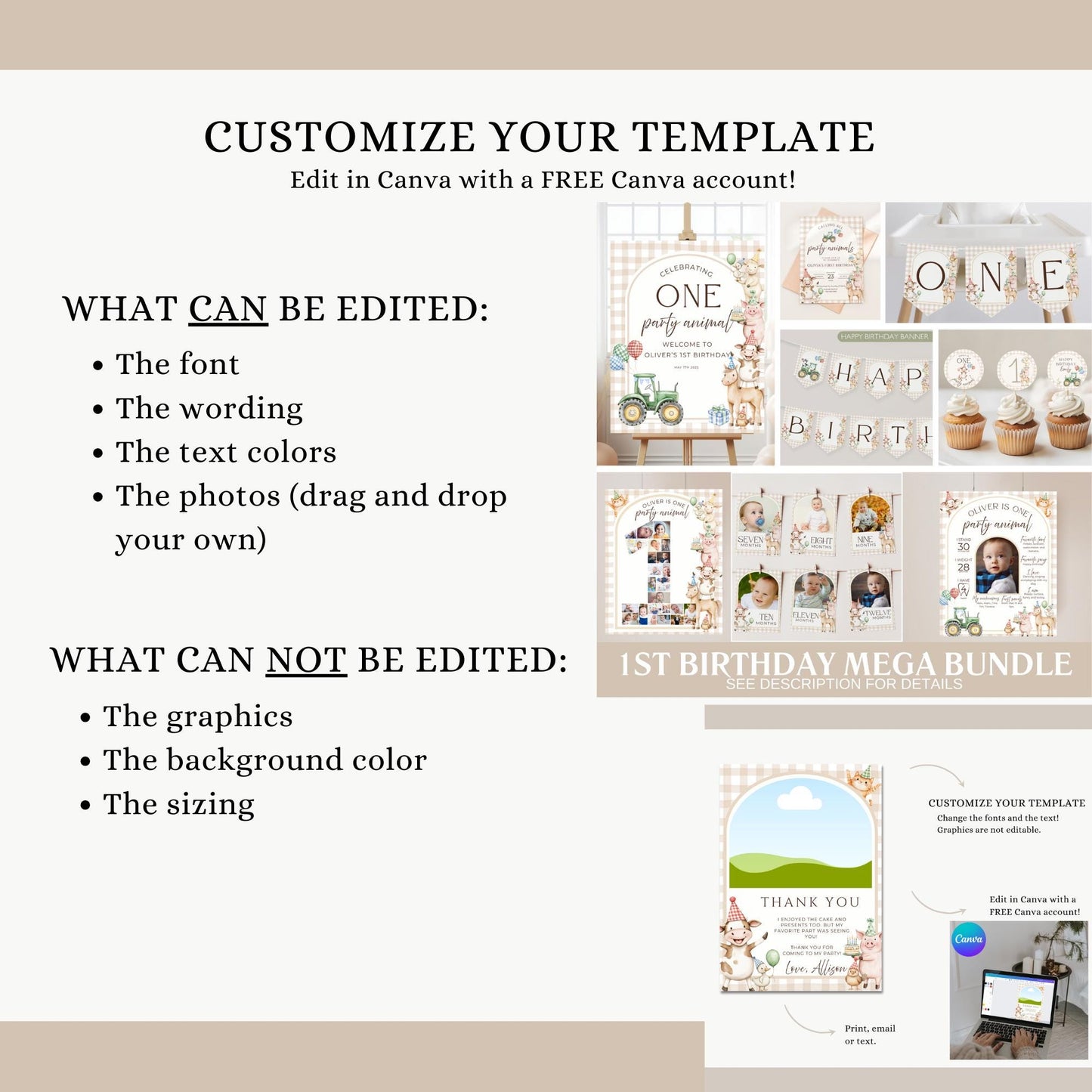 Farm Birthday Invite Barnyard First Birthday Party Decor Party Animals 1st Birthday Bundle Farm Animal Theme Party Country Birthday Decor