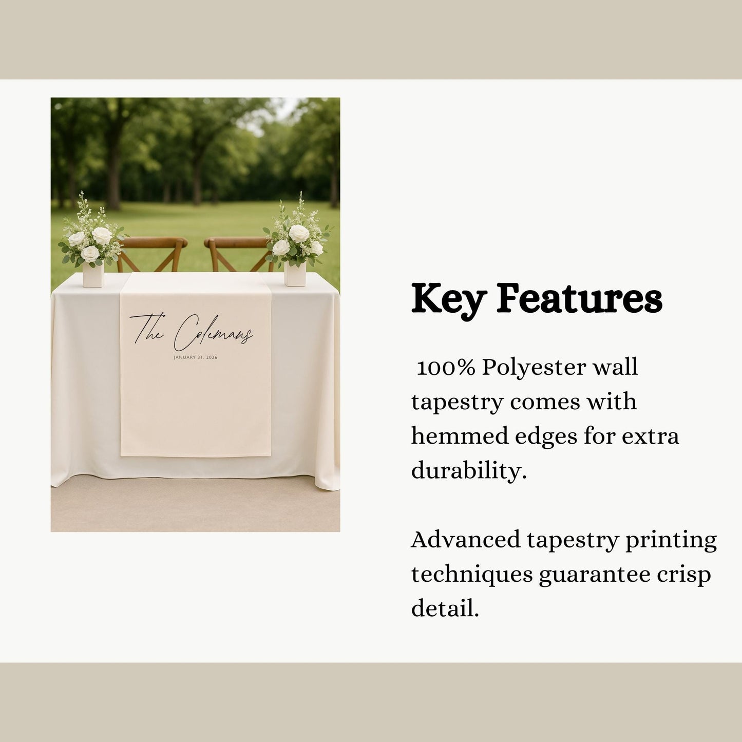 Wedding Table Runner Personalized Last Name Sign Custom Linen Wedding Banner Sweetheart Table Decor Wedding Reception Gift