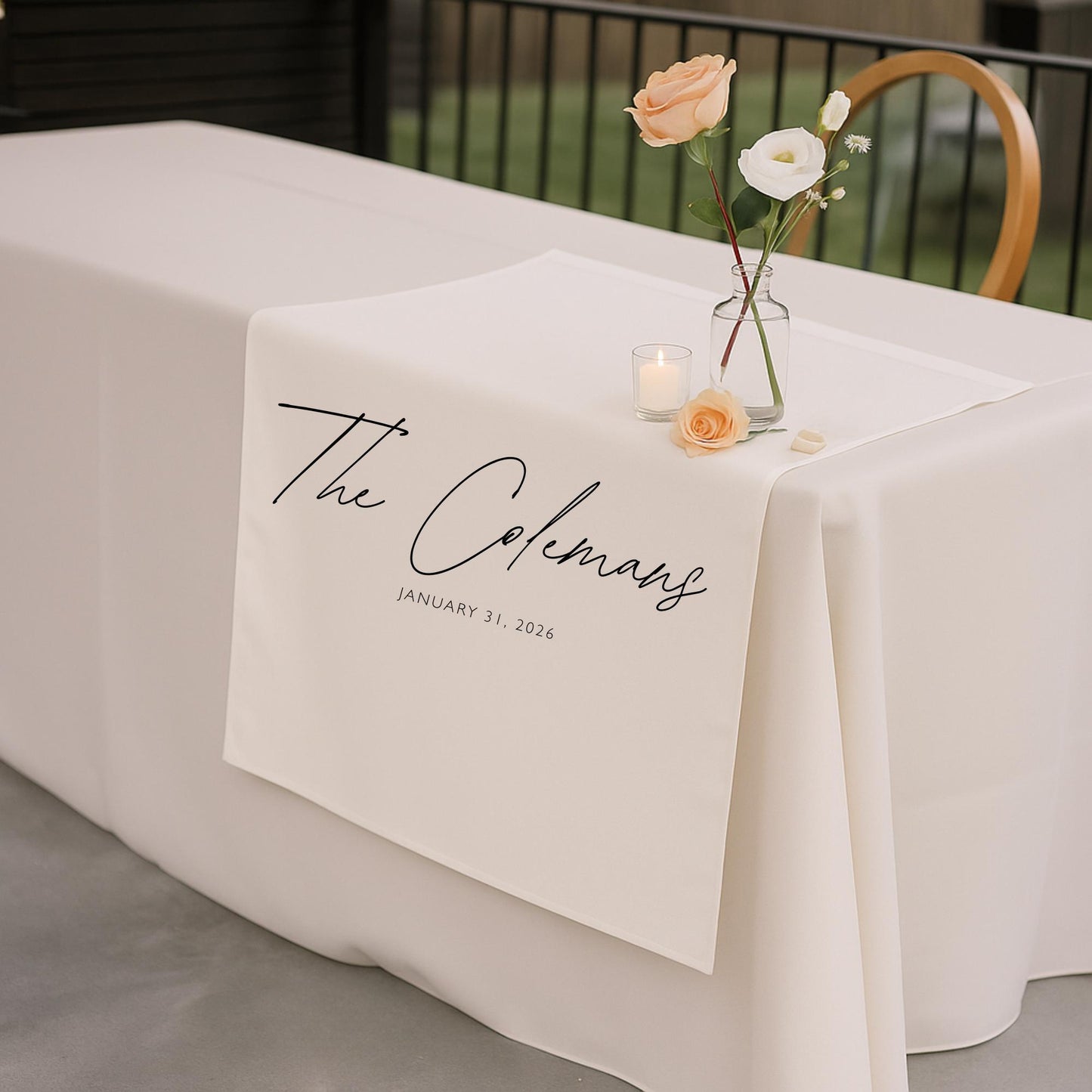 Wedding Table Runner Personalized Last Name Sign Custom Linen Wedding Banner Sweetheart Table Decor Wedding Reception Gift