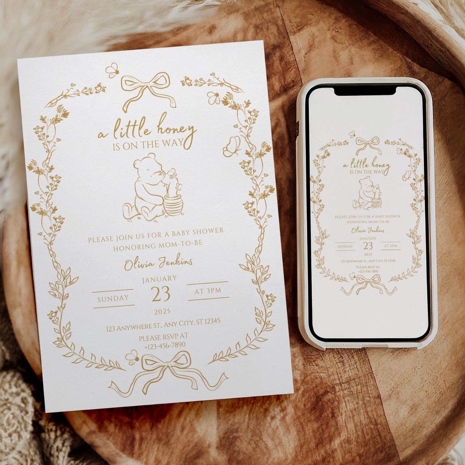 A Little Honey Is On The Way Baby Shower Invitation Template Bee Baby Shower Invite Gender Neutral Baby Shower Honey Baby Shower Invite