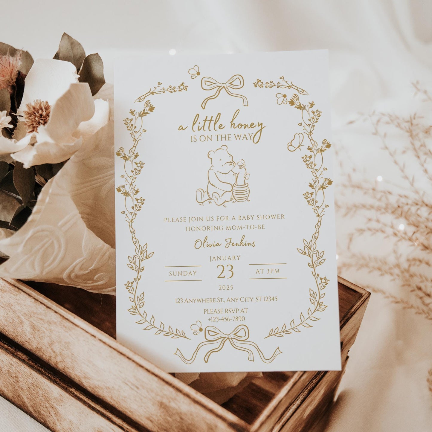 A Little Honey Is On The Way Baby Shower Invitation Template Bee Baby Shower Invite Gender Neutral Baby Shower Honey Baby Shower Invite