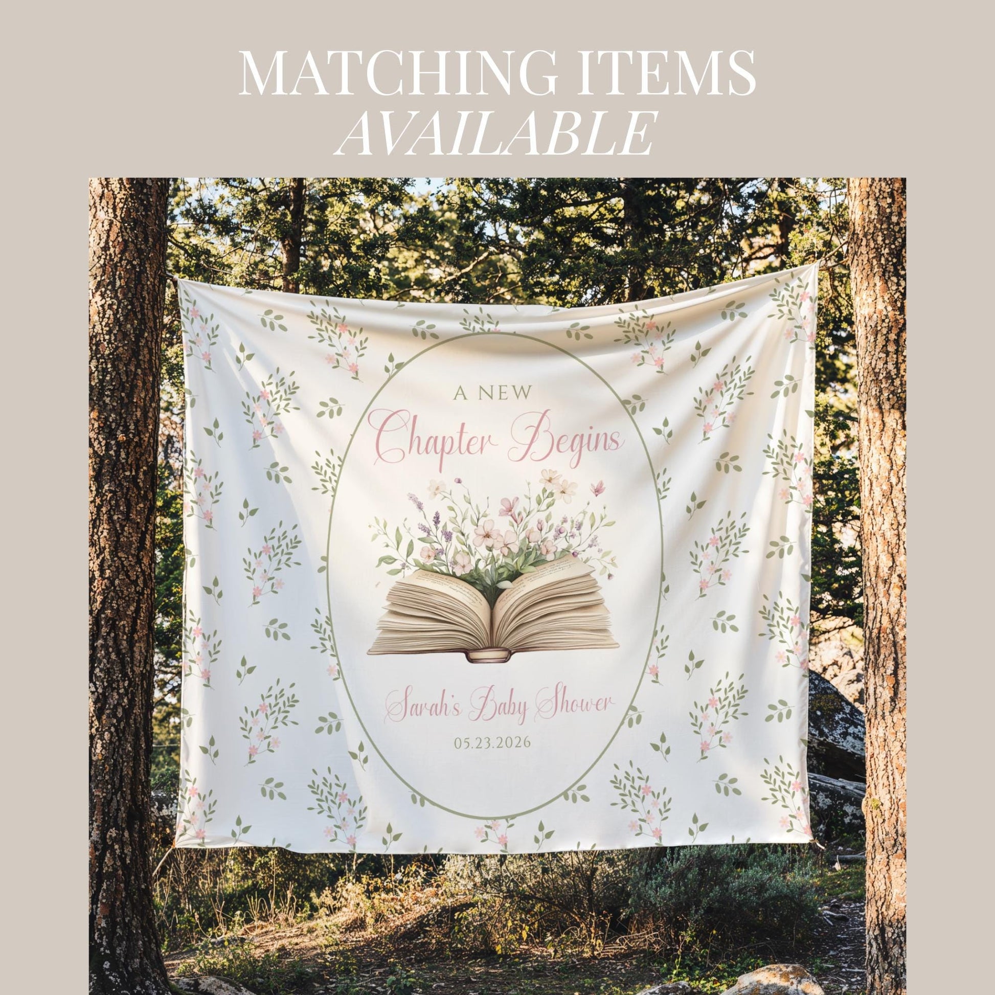 A New Chapter Begins Baby Shower Invitation Story Book Baby Shower Invite Book Theme Baby shower Decor Floral Books for Baby Raffle Cards