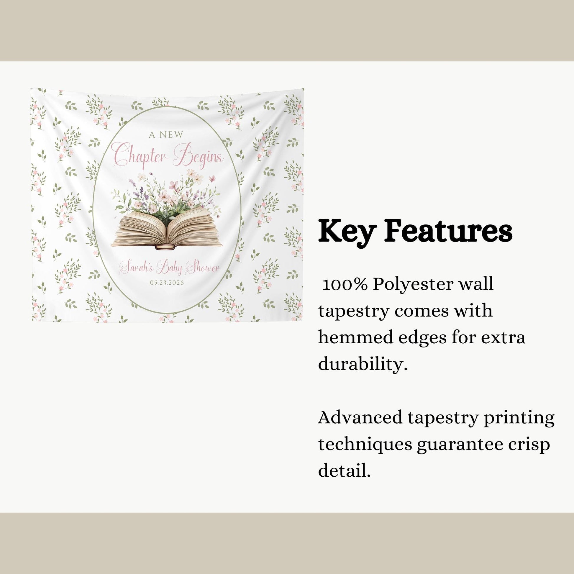 A New Chapter Begins Baby Shower Personalized Banner Story Book Baby Shower Decor Photo Backdrop Custom Banner Floral Book Baby Shower Ideas