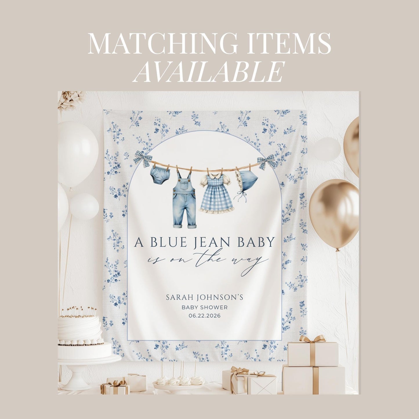 Blue Jean Baby Shower Invitation Floral Baby Sprinkle Invite Denim Baby Shower Cowboy Baby Shower Editable Baby Shower Invitation Template