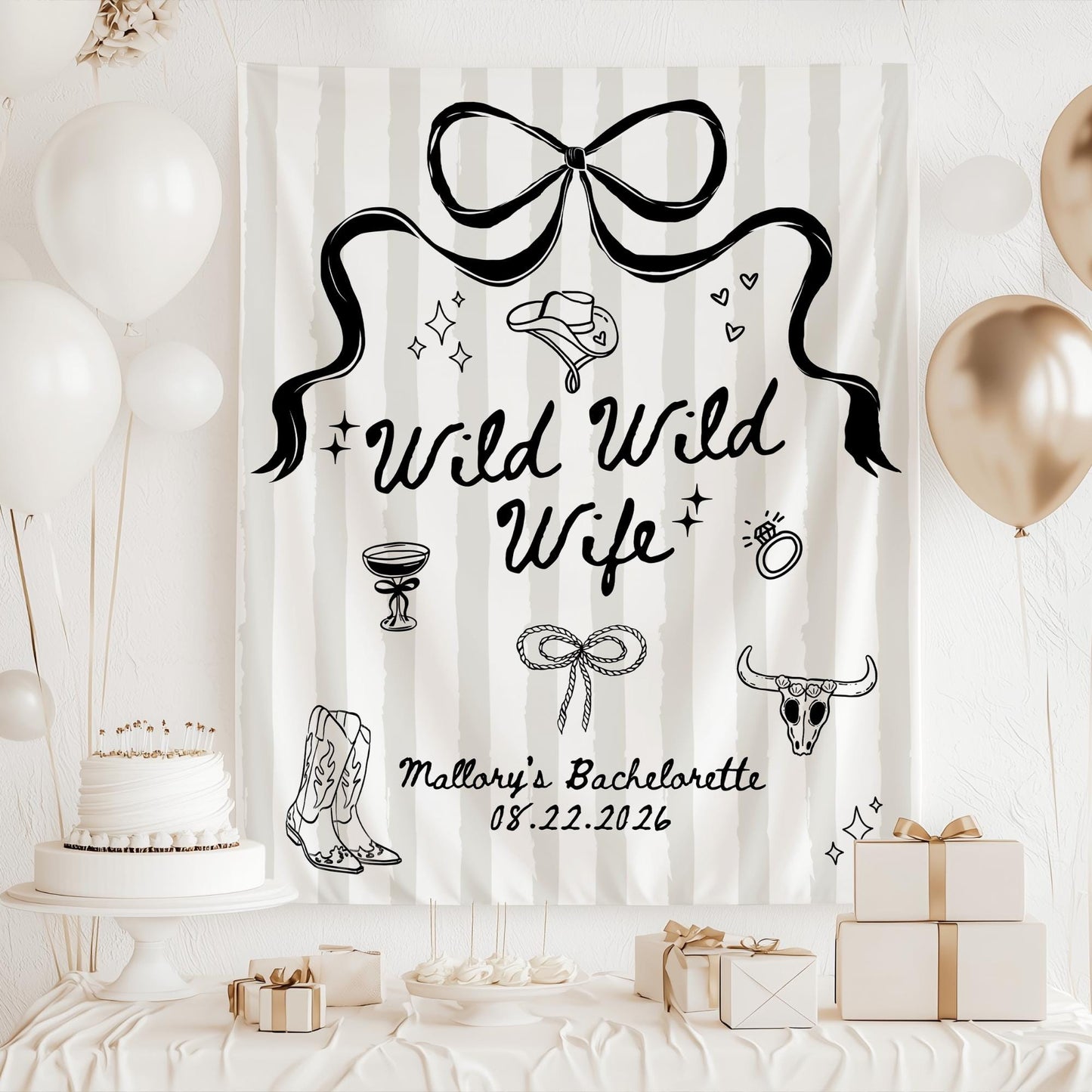 Wild Wild Wife Bachelorette Banner Cowgirl Bachelorette Decor Nashville Bachelorette Welcome Sign Western Bachelorette Backdrop