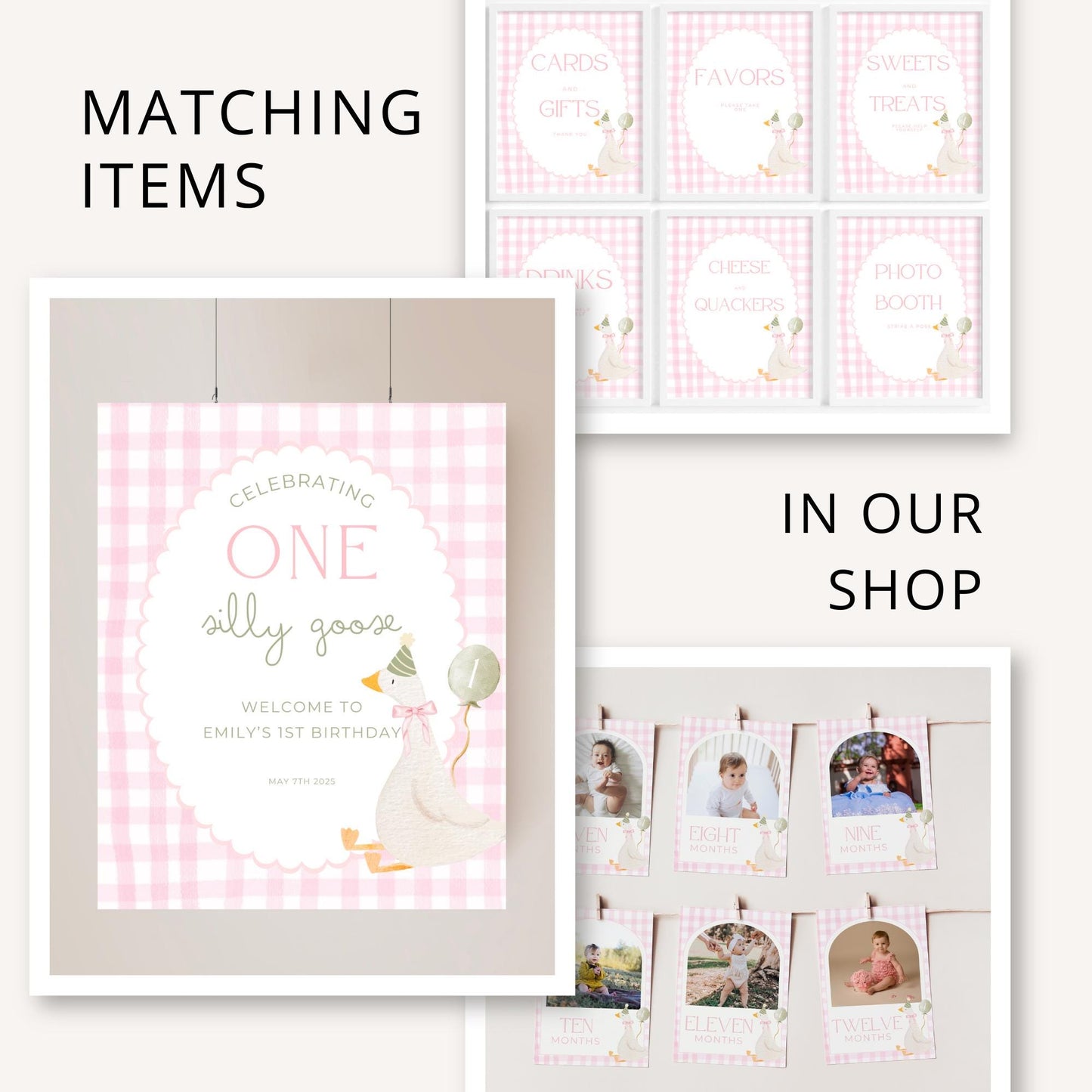 One Silly Goose Birthday Chip Bag Editable Silly Goose Party Chip Bag Label Silly Goose party favors Pink Gingham Goose Printable decor