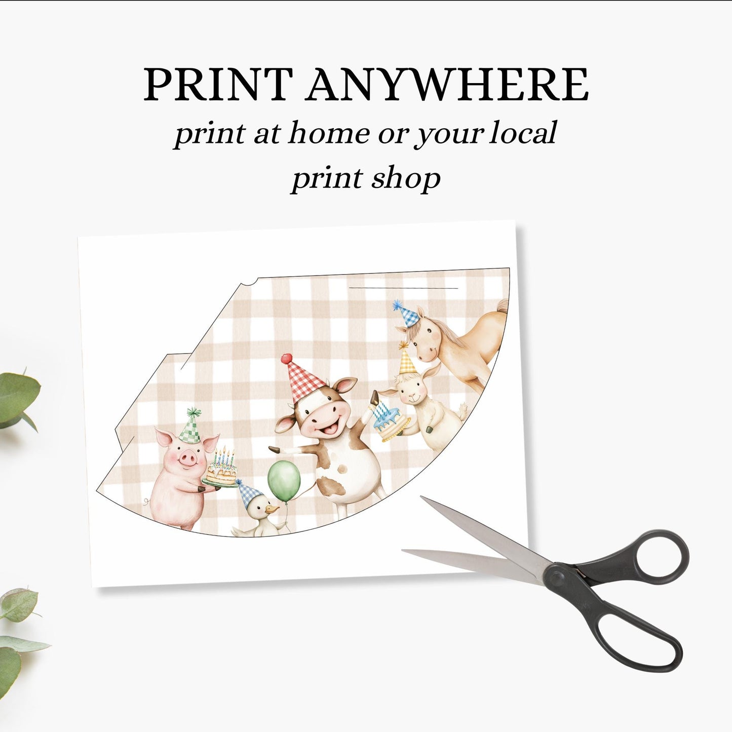 Farm Animal Party Hats Printable Birthday Decorations for Kids Party Animals Birthday Hat Instant Download Barnyard First Birthday Decor