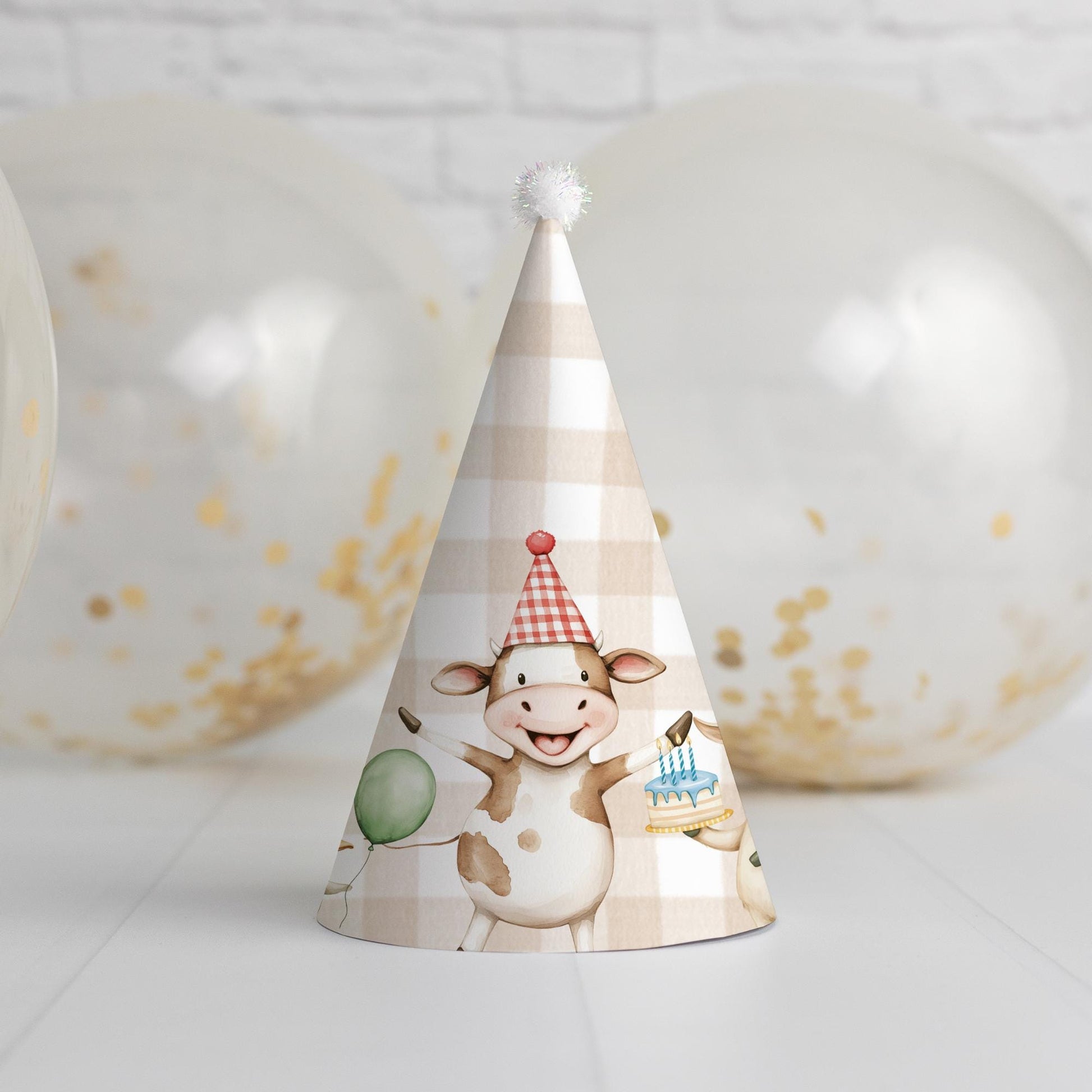 Farm Animal Party Hats Printable Birthday Decorations for Kids Party Animals Birthday Hat Instant Download Barnyard First Birthday Decor