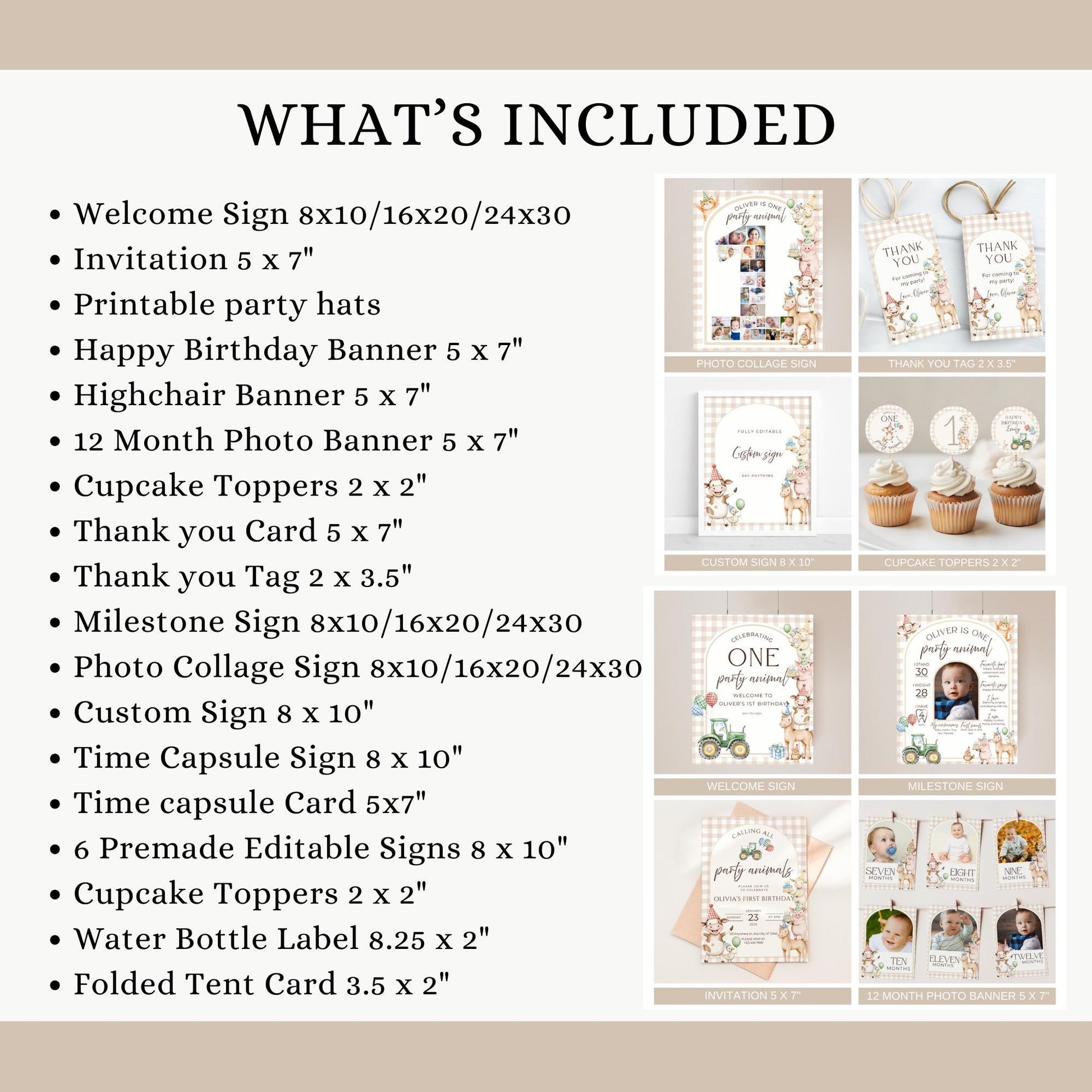 Farm Birthday Invite Barnyard First Birthday Party Decor Party Animals 1st Birthday Bundle Farm Animal Theme Party Country Birthday Decor