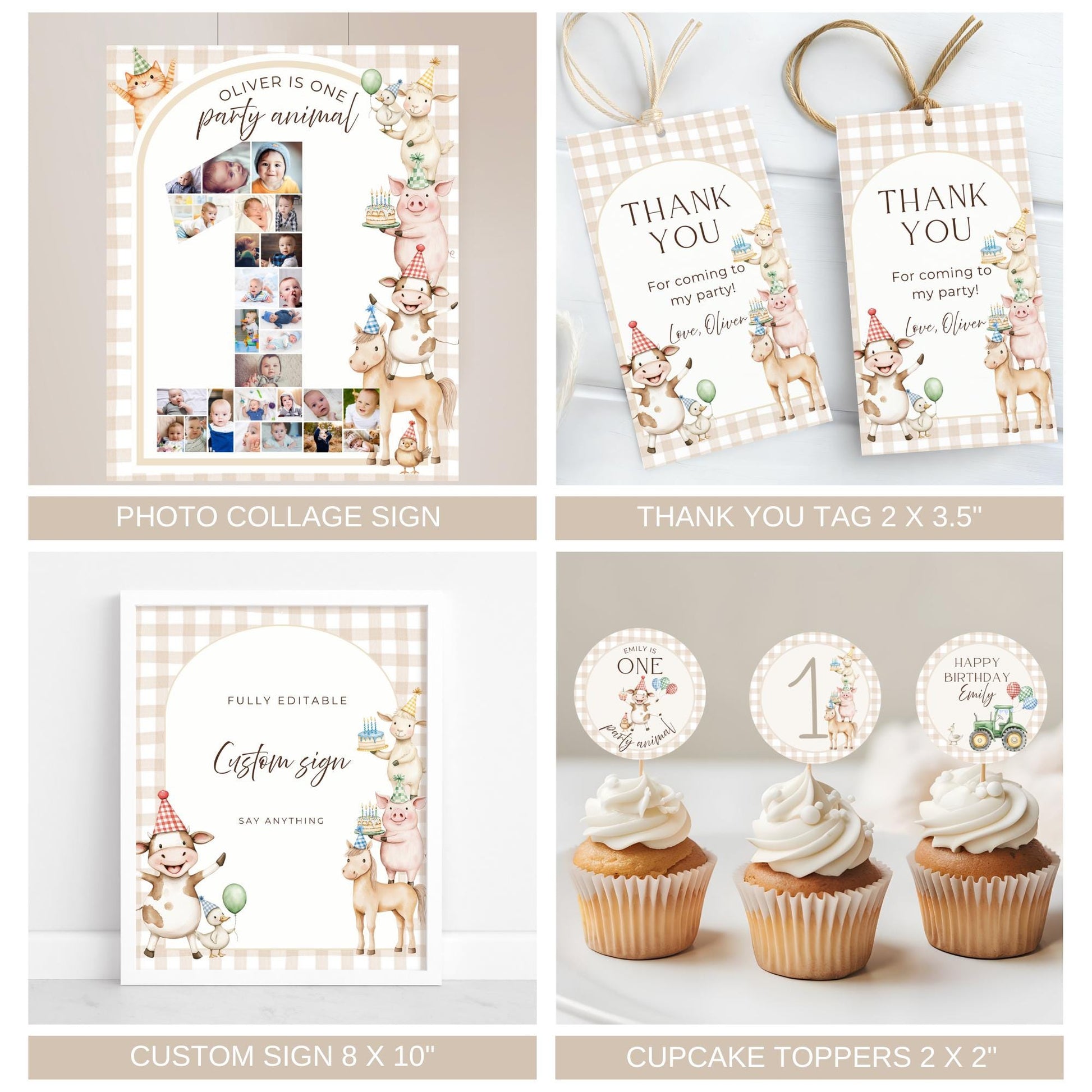 Farm Birthday Invite Barnyard First Birthday Party Decor Party Animals 1st Birthday Bundle Farm Animal Theme Party Country Birthday Decor