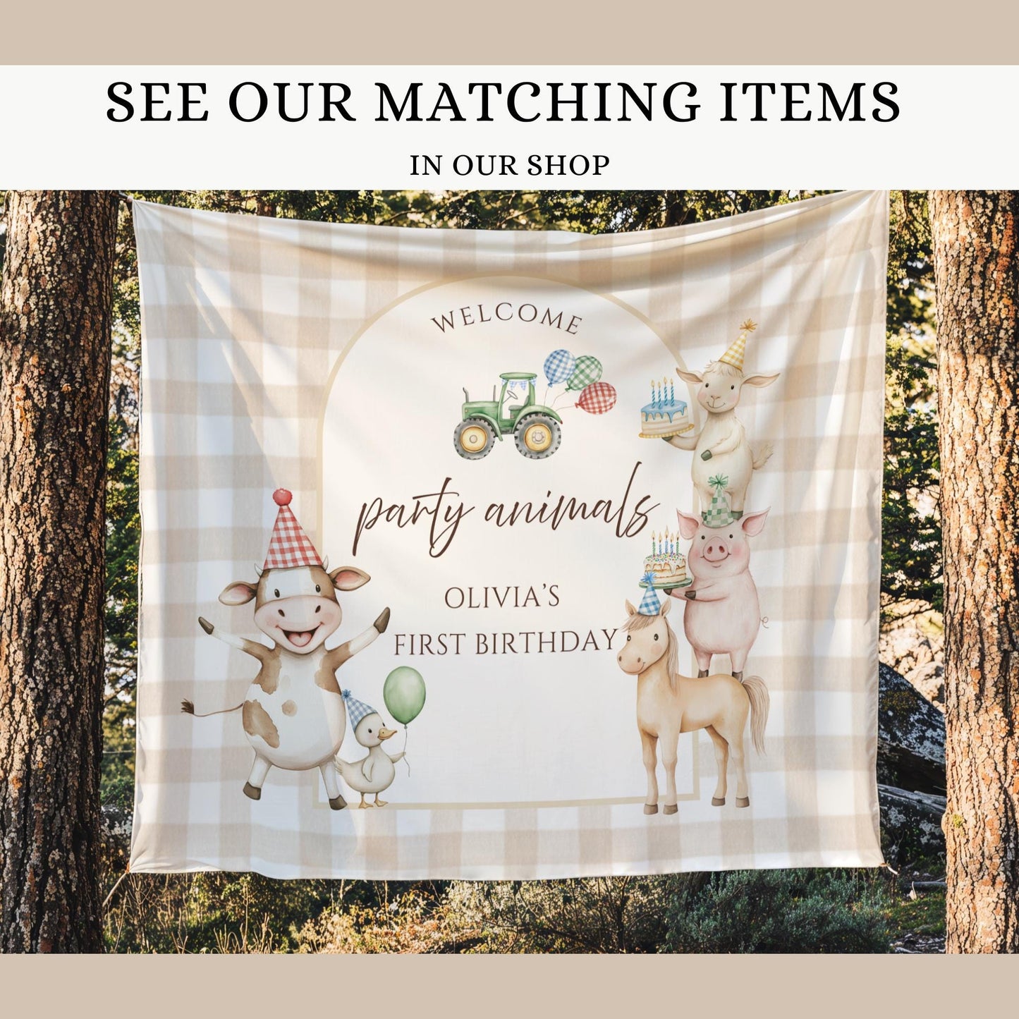 Farm Birthday Invite Barnyard First Birthday Party Decor Party Animals 1st Birthday Bundle Farm Animal Theme Party Country Birthday Decor