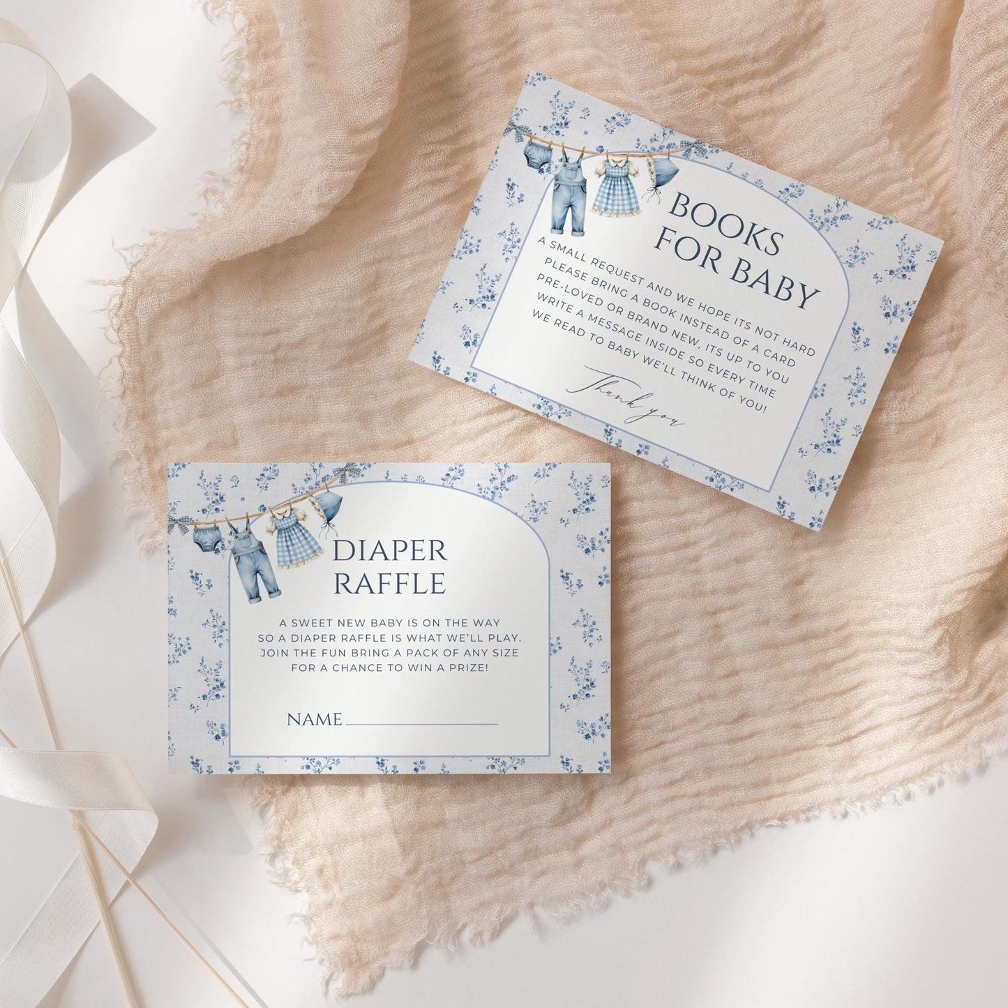 Blue Jean Baby Shower Invitation Books for Baby Diaper Raffle Floral Baby Sprinkle Invite Denim Baby Shower Cowboy Baby Shower