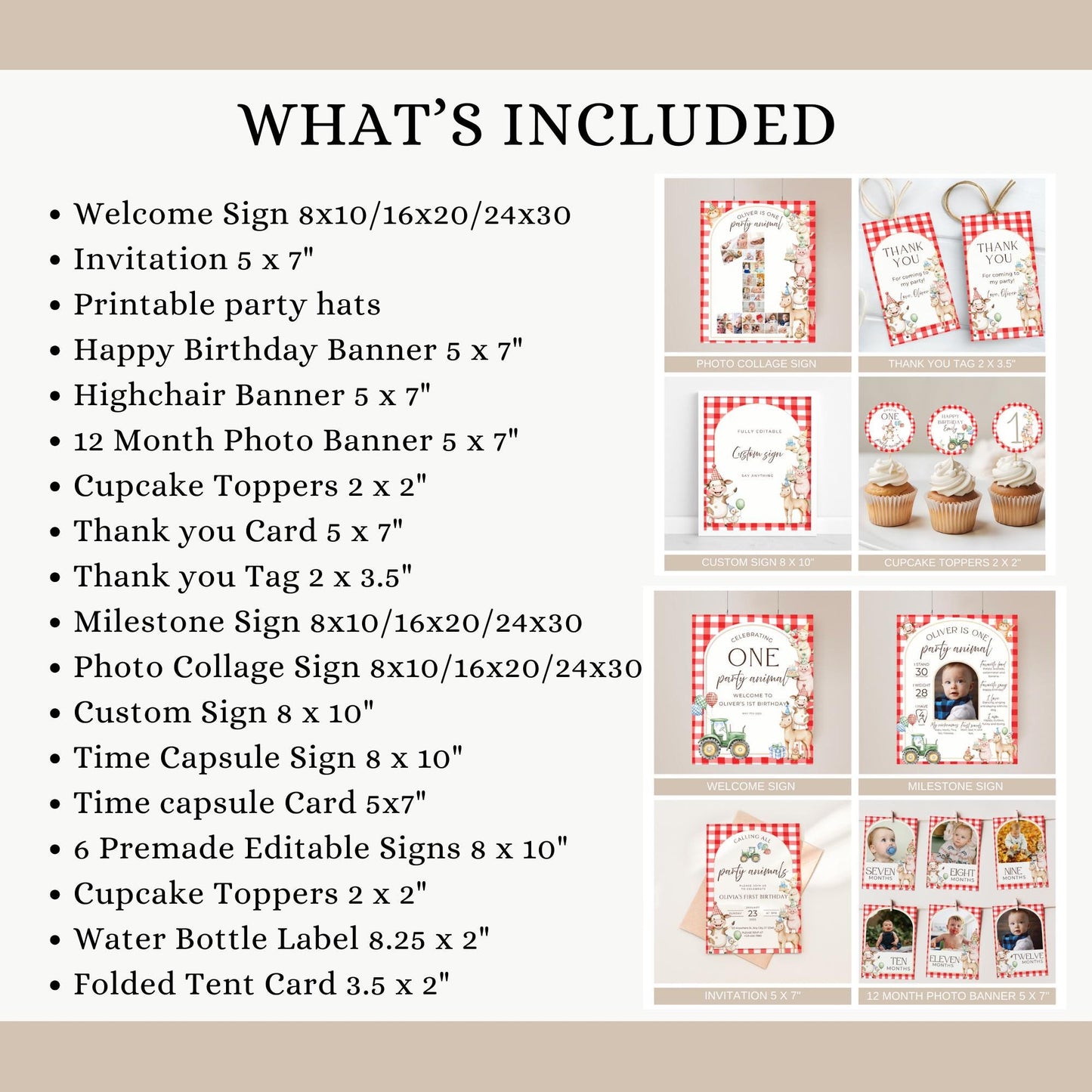 Farm Birthday Invite Barnyard First Birthday Party Decor Party Animals 1st Birthday Bundle Farm Animal Theme Party Country Birthday Decor