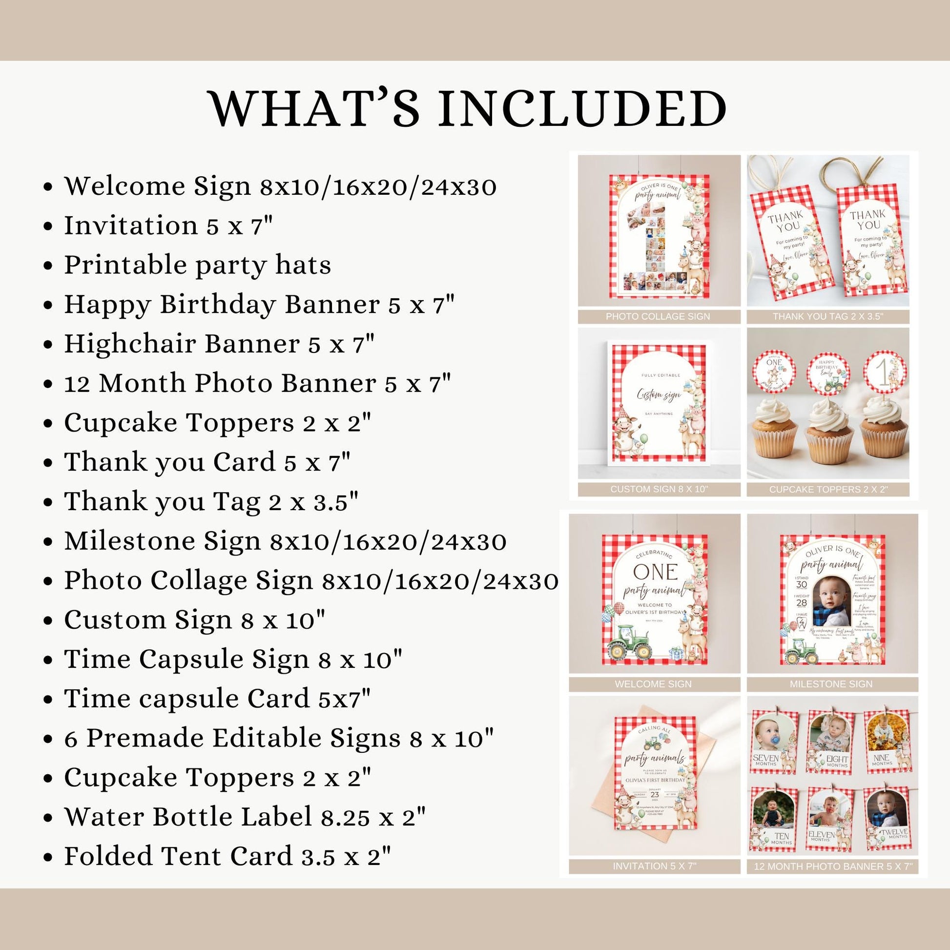 Farm Birthday Invite Barnyard First Birthday Party Decor Party Animals 1st Birthday Bundle Farm Animal Theme Party Country Birthday Decor