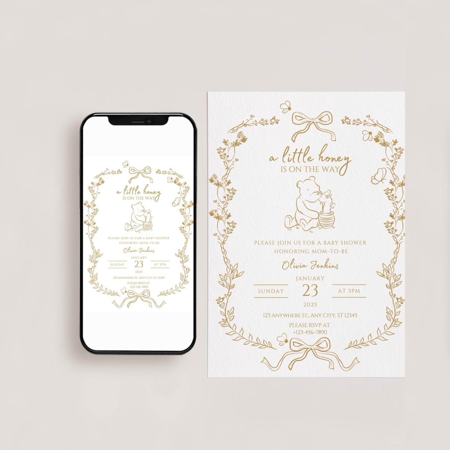 A Little Honey Is On The Way Baby Shower Invitation Template Bee Baby Shower Invite Gender Neutral Baby Shower Honey Baby Shower Invite