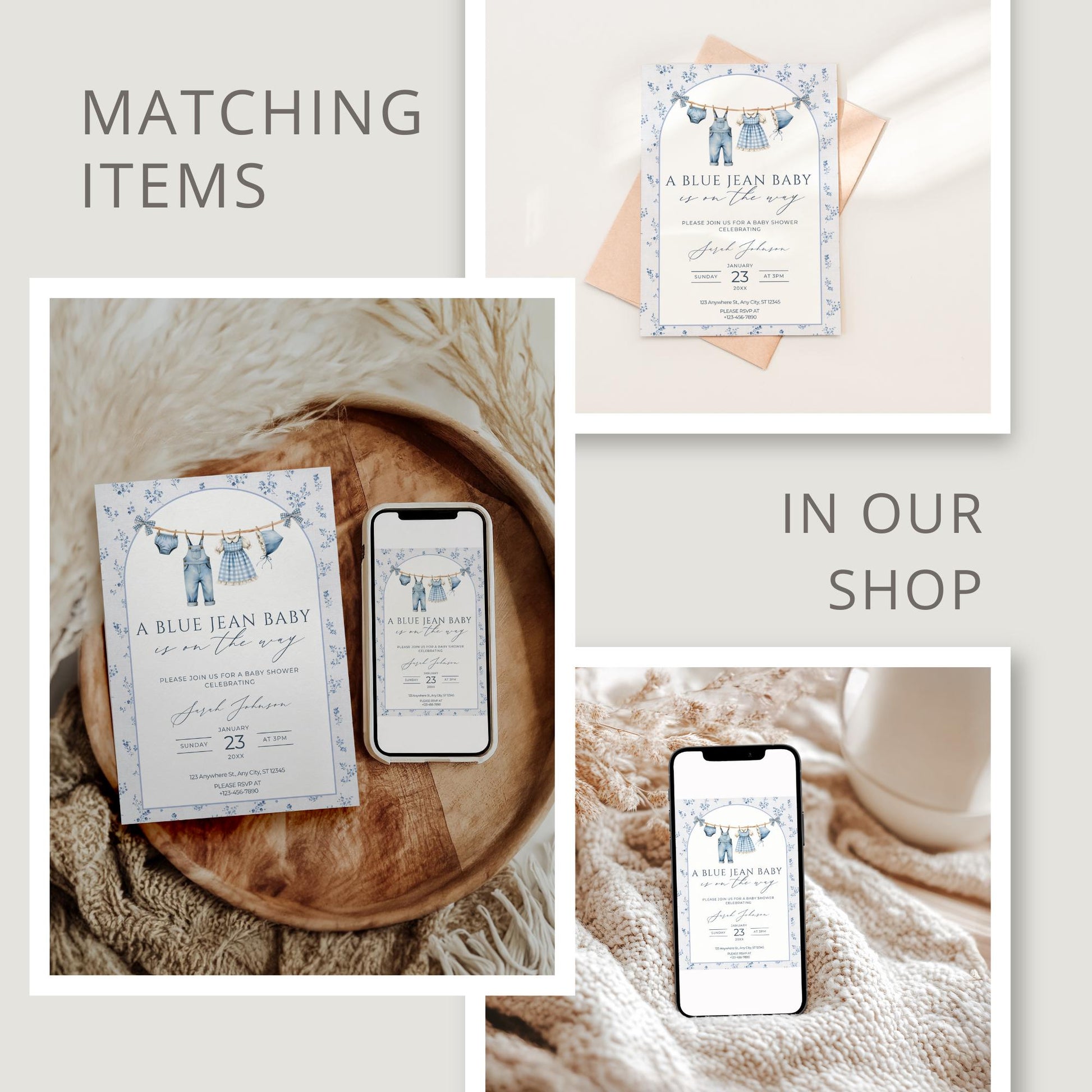 Blue Jean Baby Shower Personalized Banner Denim Baby Sprinkle Decor Photo Backdrop Custom Banner Floral Cowboy Baby Shower Ideas