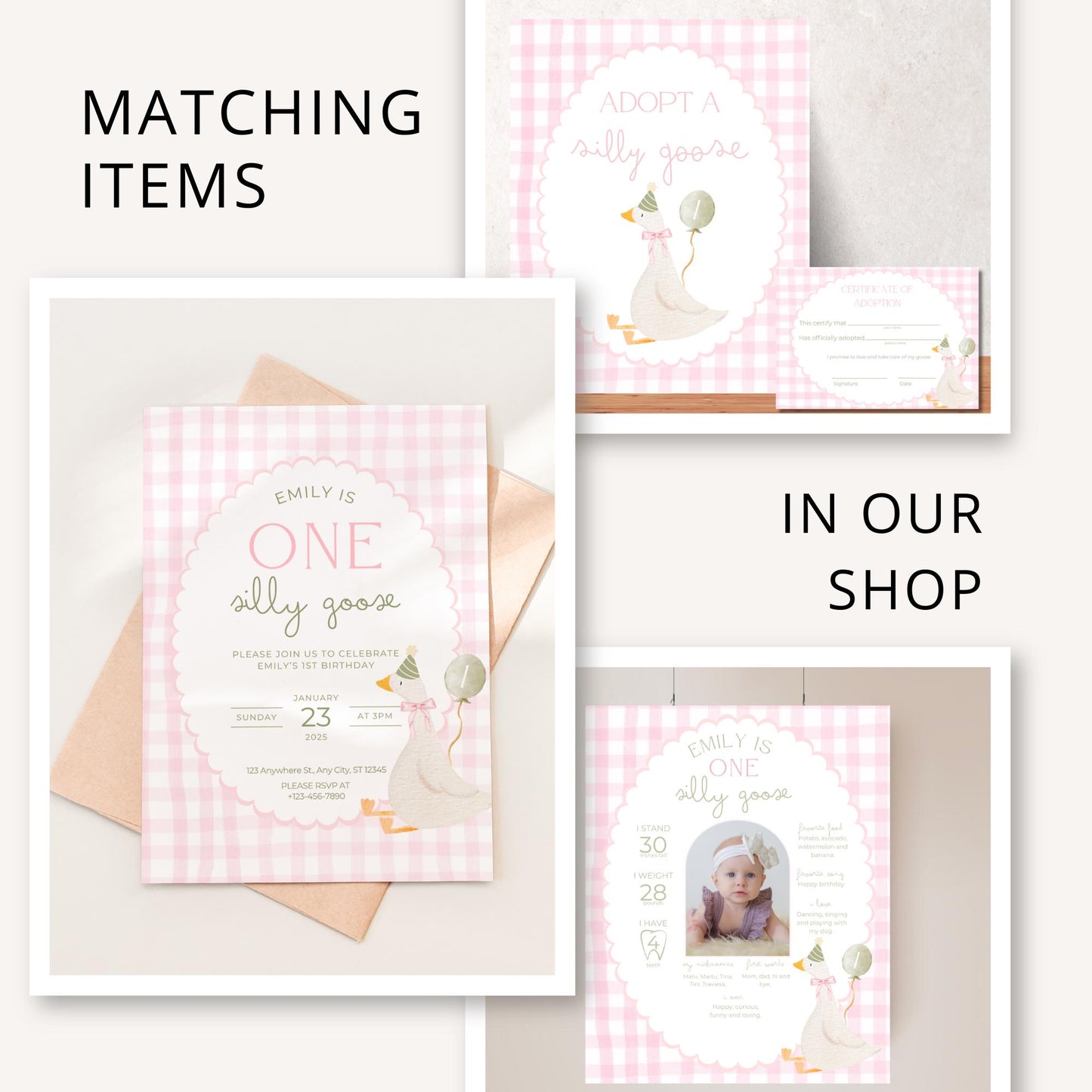 One Silly Goose Birthday Chip Bag Editable Silly Goose Party Chip Bag Label Silly Goose party favors Pink Gingham Goose Printable decor