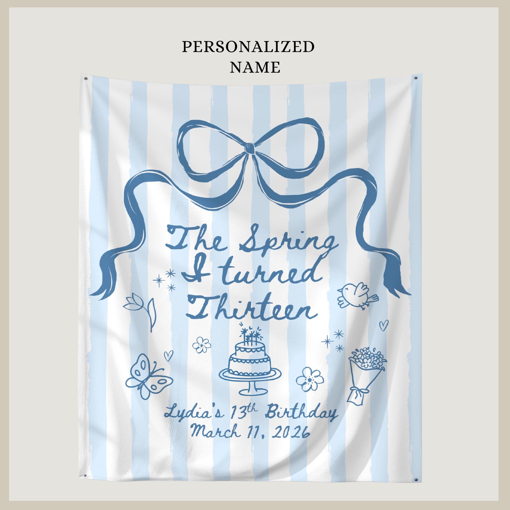 The Spring I turned Birthday Banner Any Age Custom Party Sign Spring Birthday Decor Photo Backdrop Teen Girl Party Supplies Welcome Sign