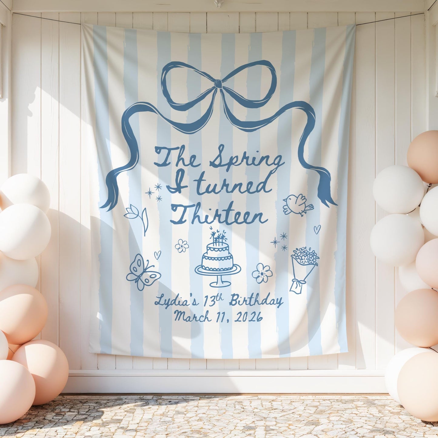 The Spring I turned Birthday Banner Any Age Custom Party Sign Spring Birthday Decor Photo Backdrop Teen Girl Party Supplies Welcome Sign