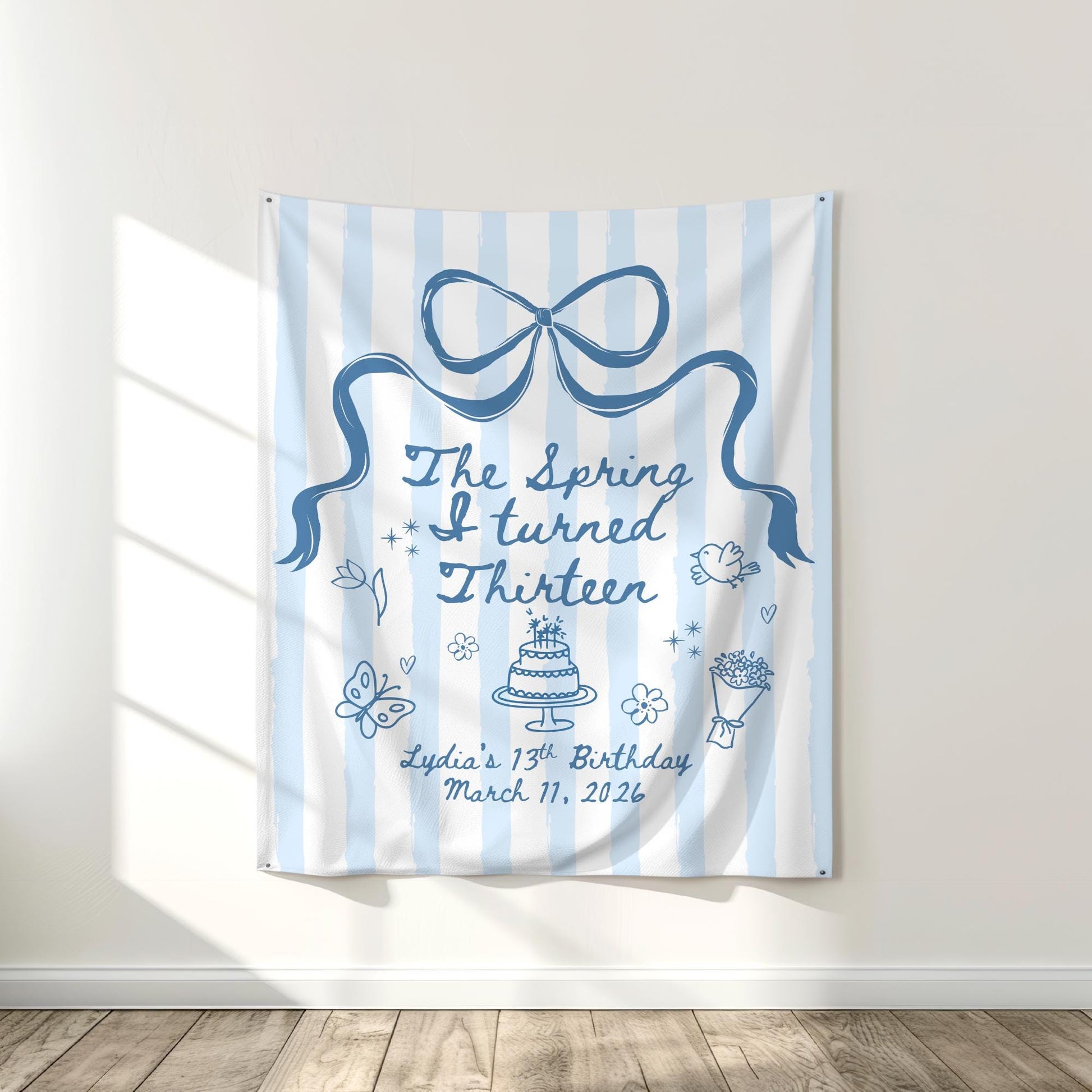 The Spring I turned Birthday Banner Any Age Custom Party Sign Spring Birthday Decor Photo Backdrop Teen Girl Party Supplies Welcome Sign