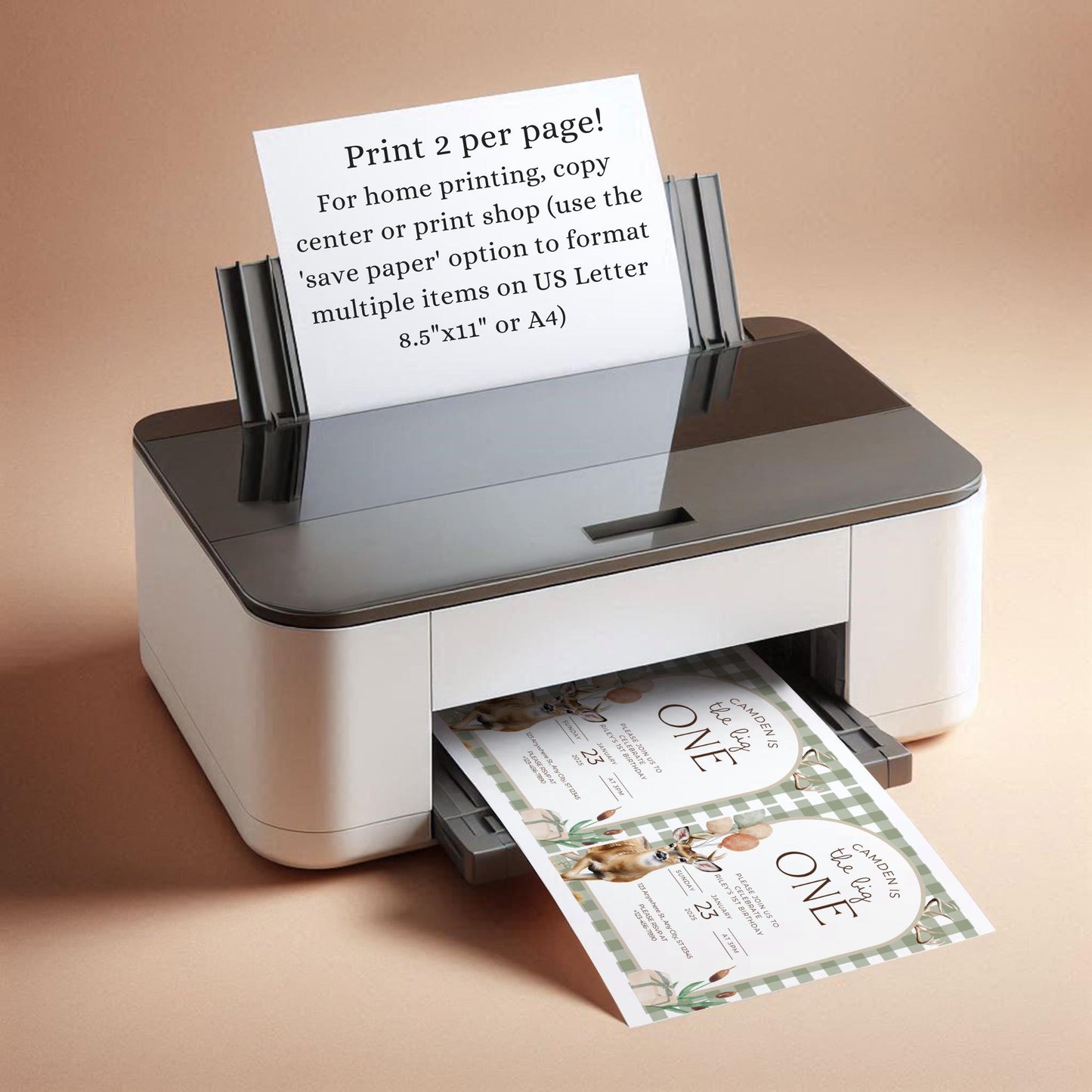 The Big One Deer Birthday Invitation Boys First Birthday Invite Hunting 1st Birthday Party Invite One Lucky Buck Party Decor First Hunt