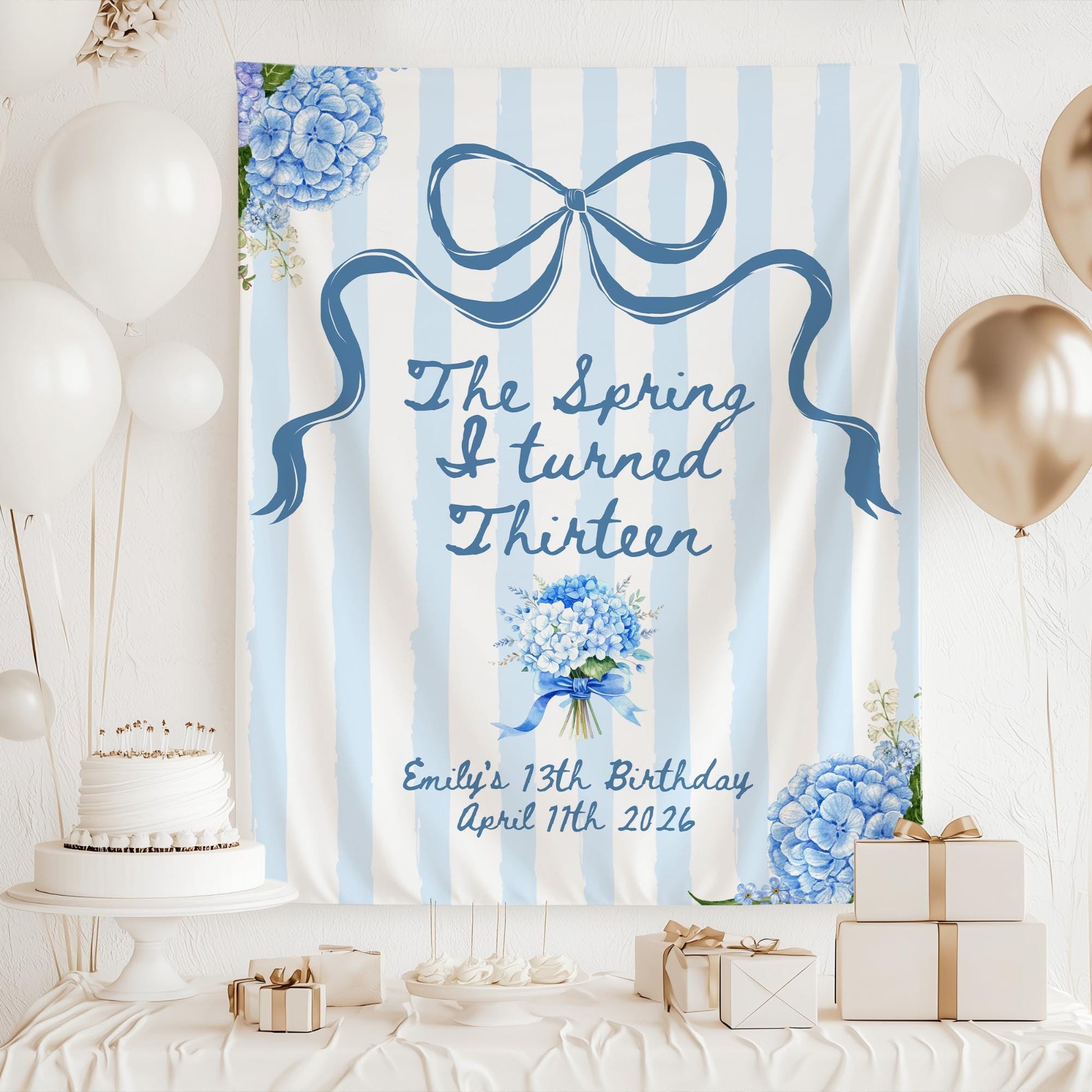 The Spring I turned Birthday Banner Any Age Custom Party Sign Spring Birthday Decor Photo Backdrop Teen Girl Party Supplies Welcome Sign